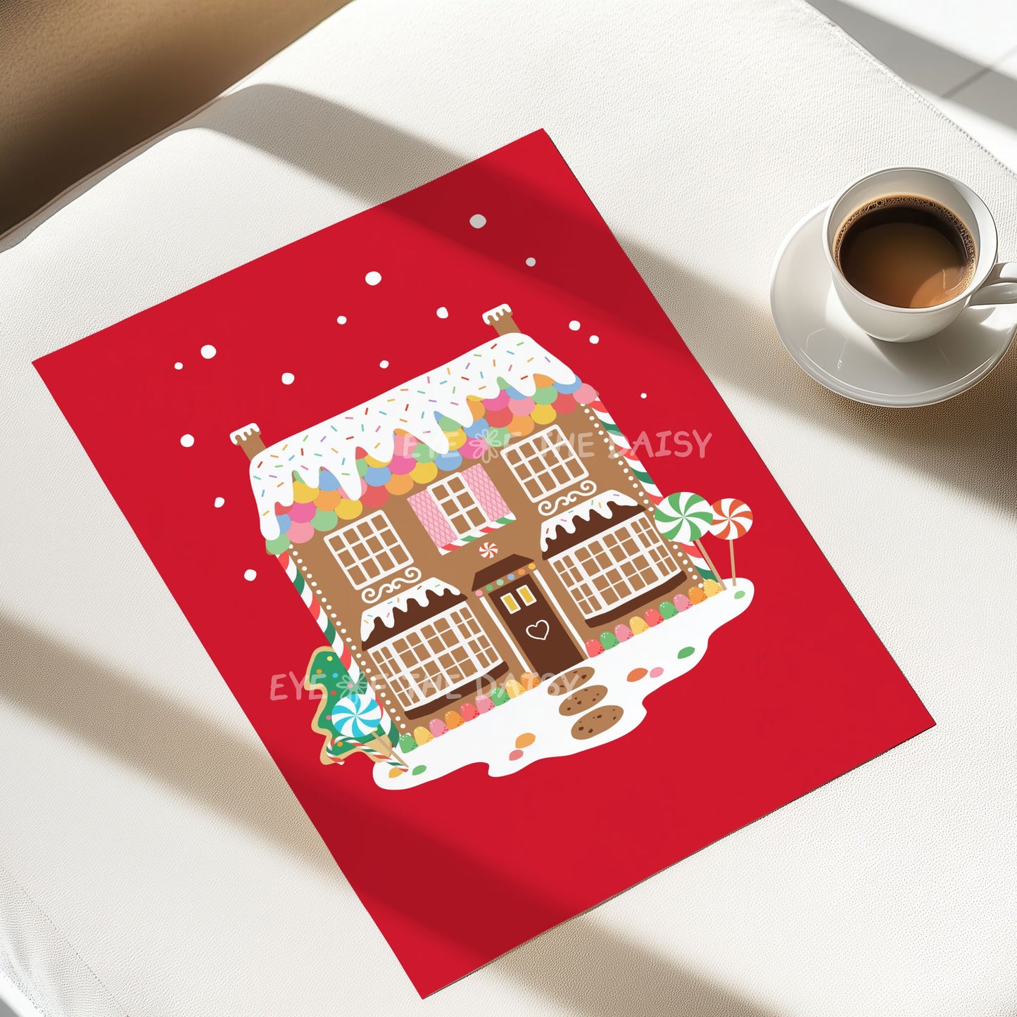 Custom Gingerbread House Portrait Print Digital Download | Personalised Christmas Wall Art