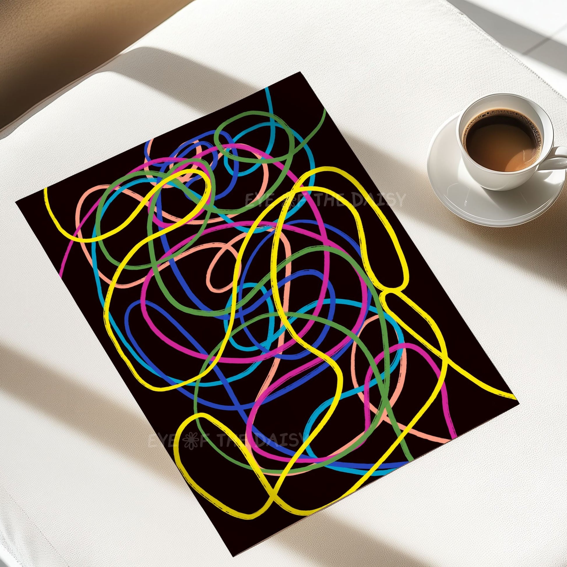 Colorful scribble art print – abstract digital download with multi-color scribbles, perfect for DIY wall decor in modern spaces