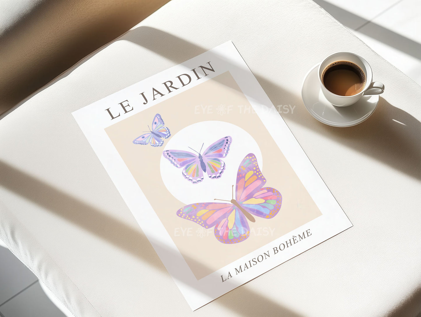 Printable wall art with purple lilac and butterflies – soft pastel decor download for living room gallery wall, botanical boho chic style