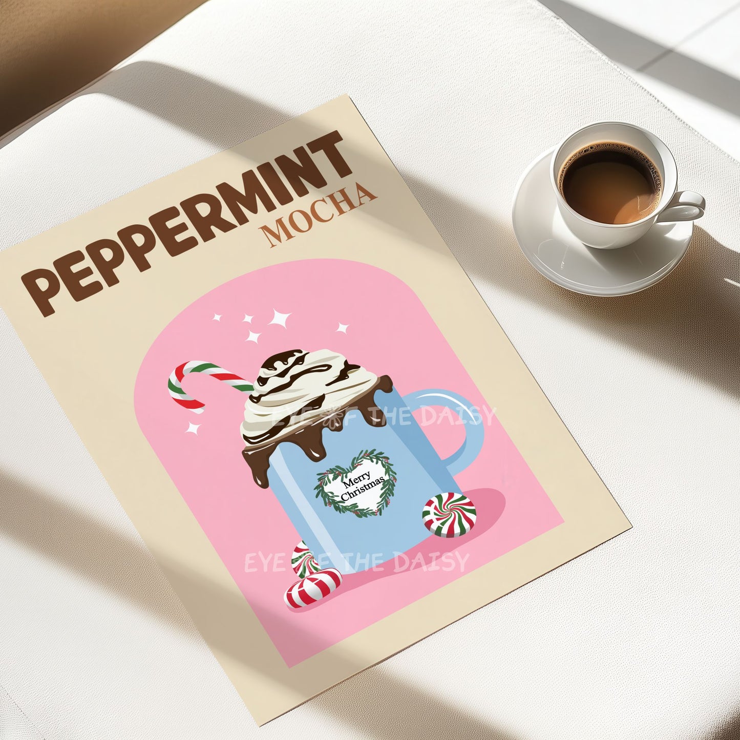 Peppermint Mocha Print Digital Download | Holiday Drink Cocoa Station Printable Wall Art