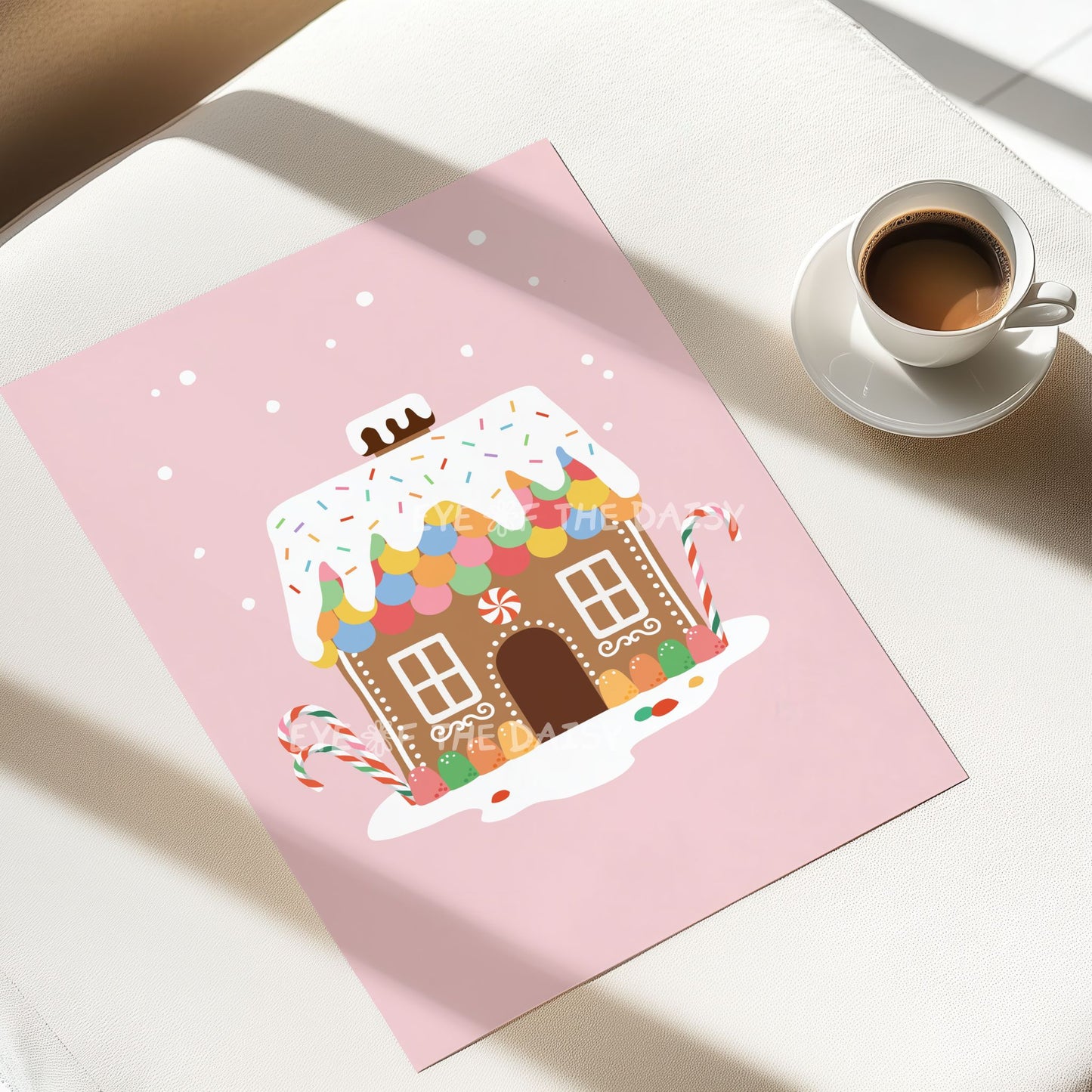 Set of 3 Gingerbread House Prints Digital Download | Pink Christmas Printable Wall Art