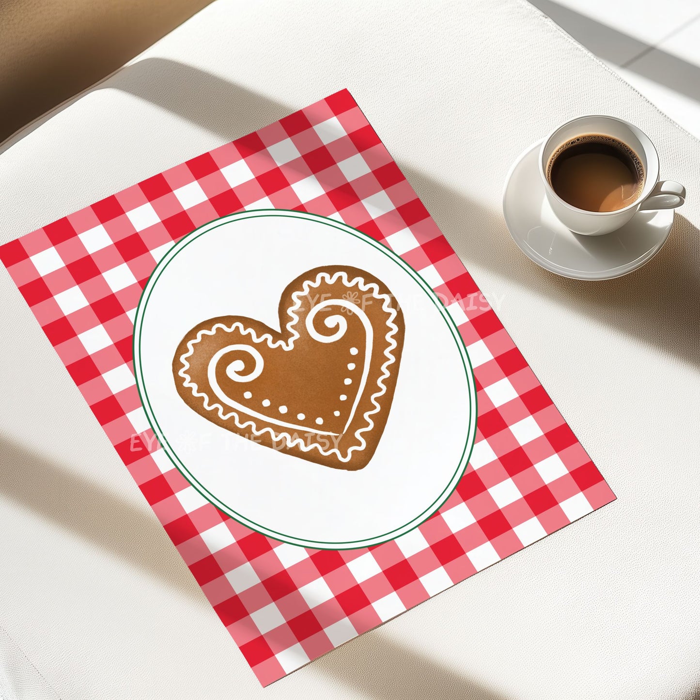 Gingerbread Heart Cookie Print Digital Download | Vintage Holiday Printable Wall Art