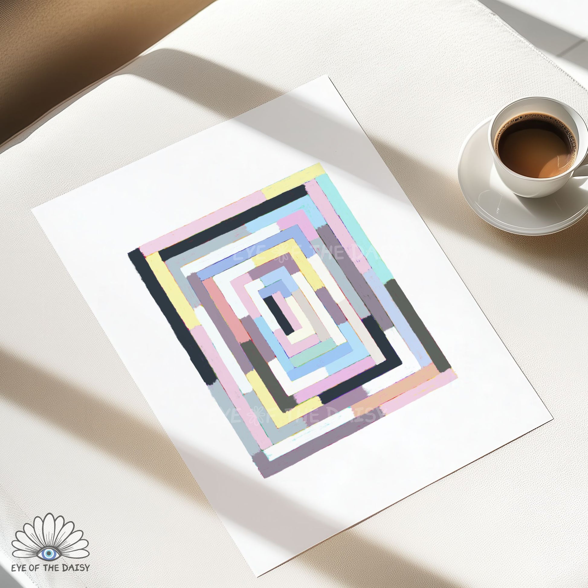 Contemporary textured abstract wall art in soft muted pastel tones, striped abstract printable wall art for modern living room