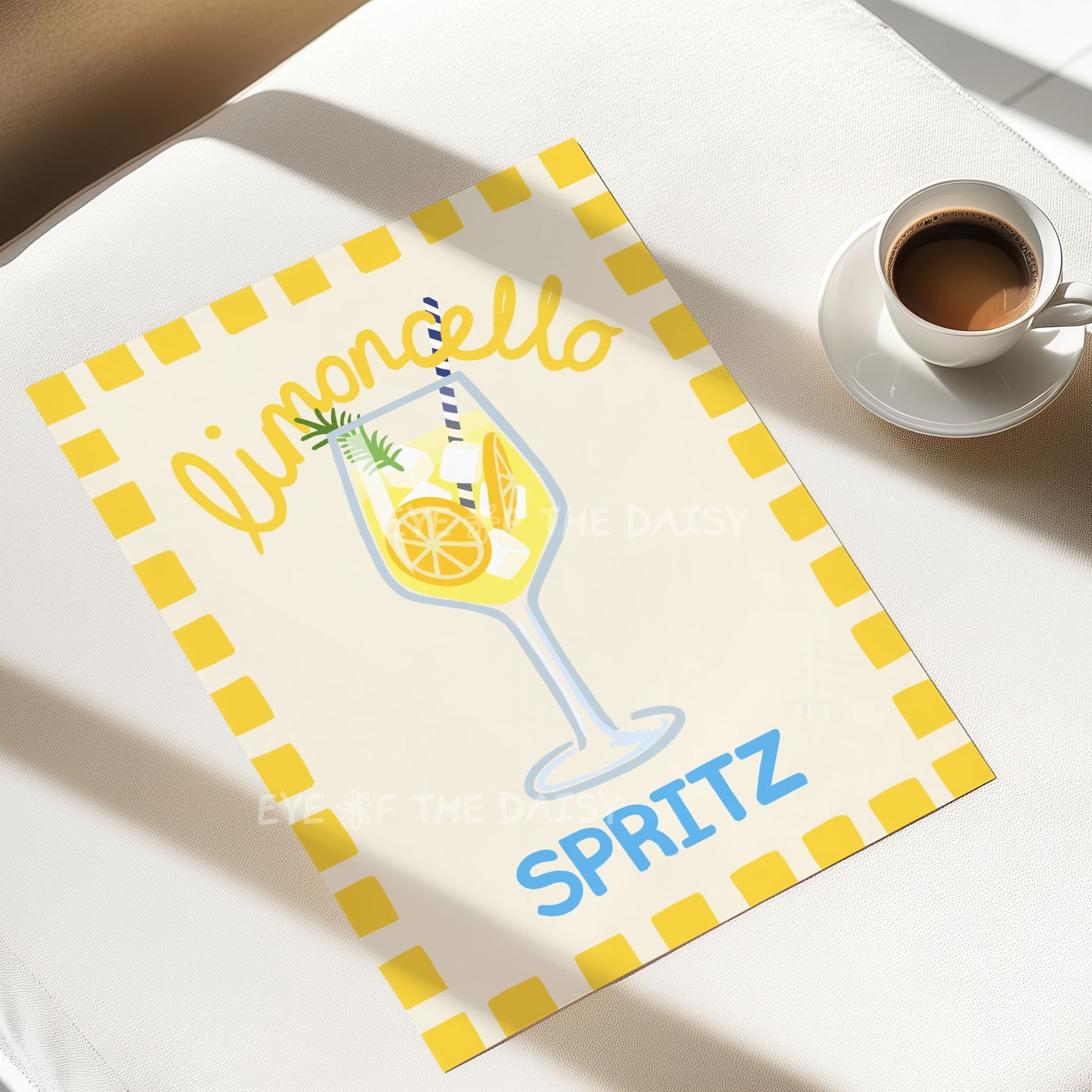 Limoncello Spritz digital download – colorful hand-drawn cocktail art, printable poster perfect for an Italian kitchen