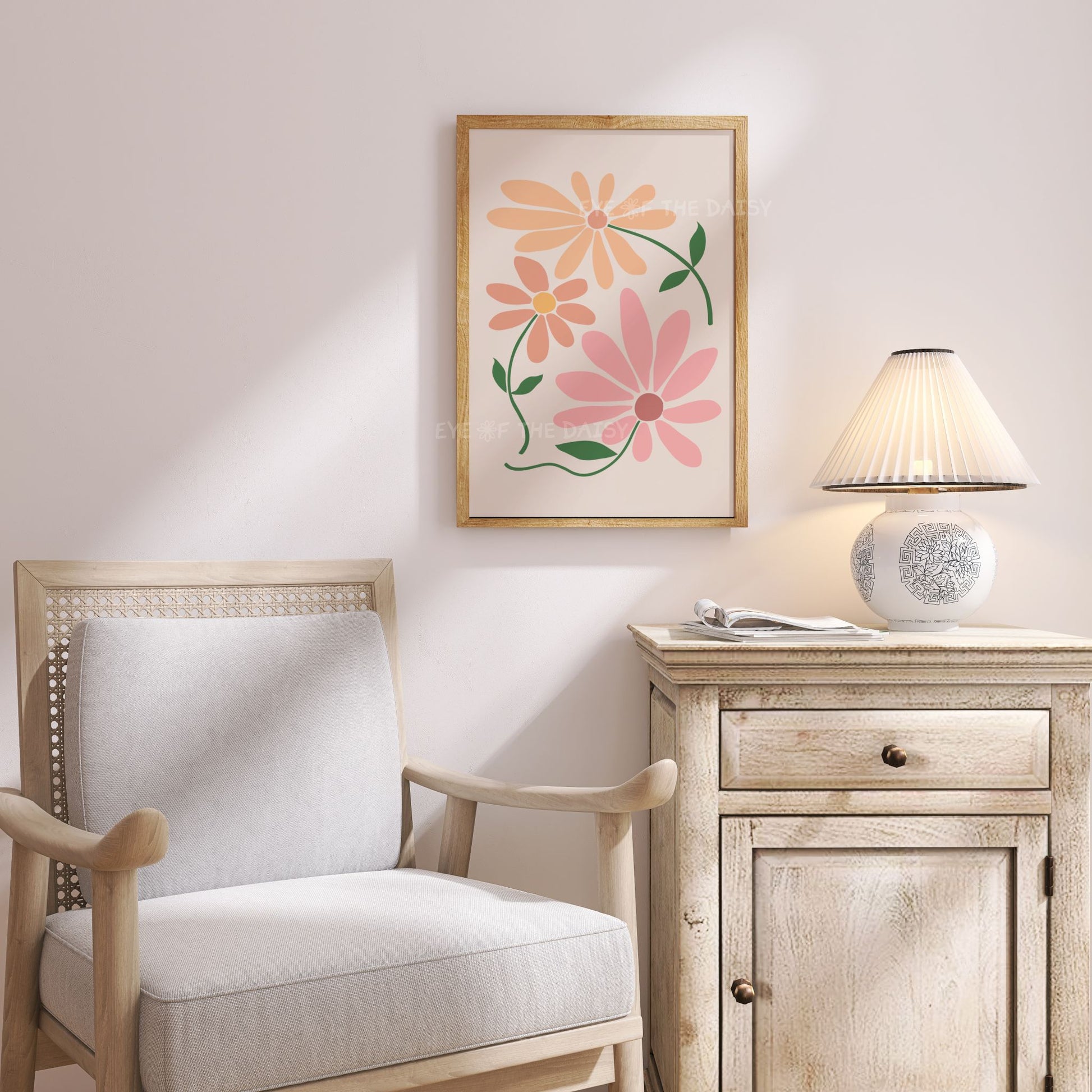 Terracotta floral poster – warm earthy printable flower art for boho college room or dorm wall decor, digital download