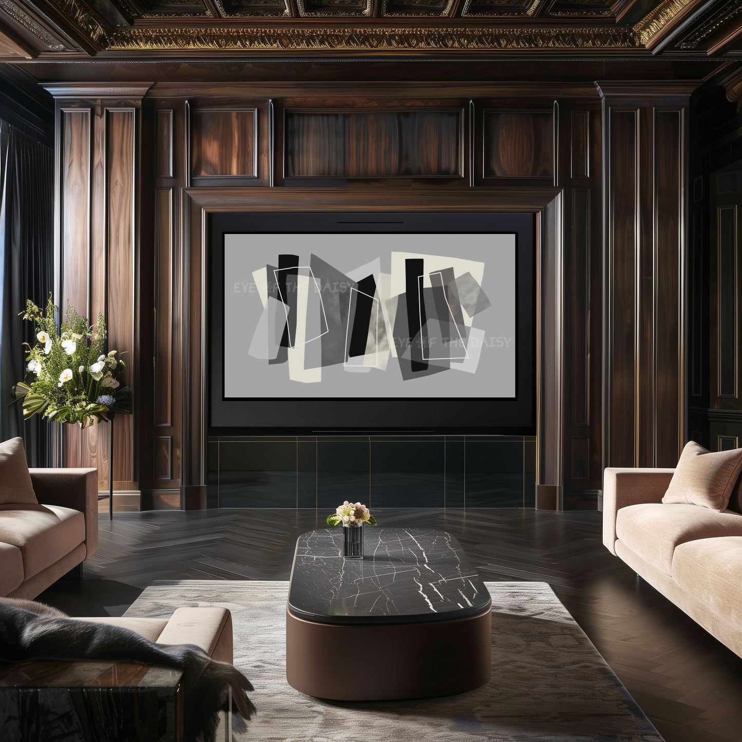 Grey Black Modern Abstract TV Art 4K | Contemporary Geometric 4K TV Art