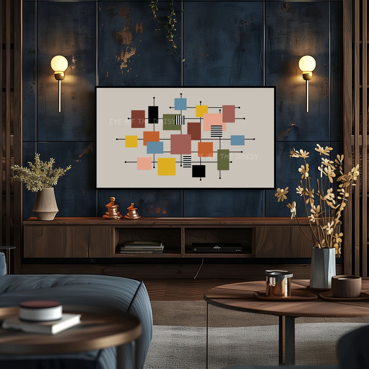 Mid Century Modern Squares 4K TV Art | Colourful Geometric Abstract TV Art 4K