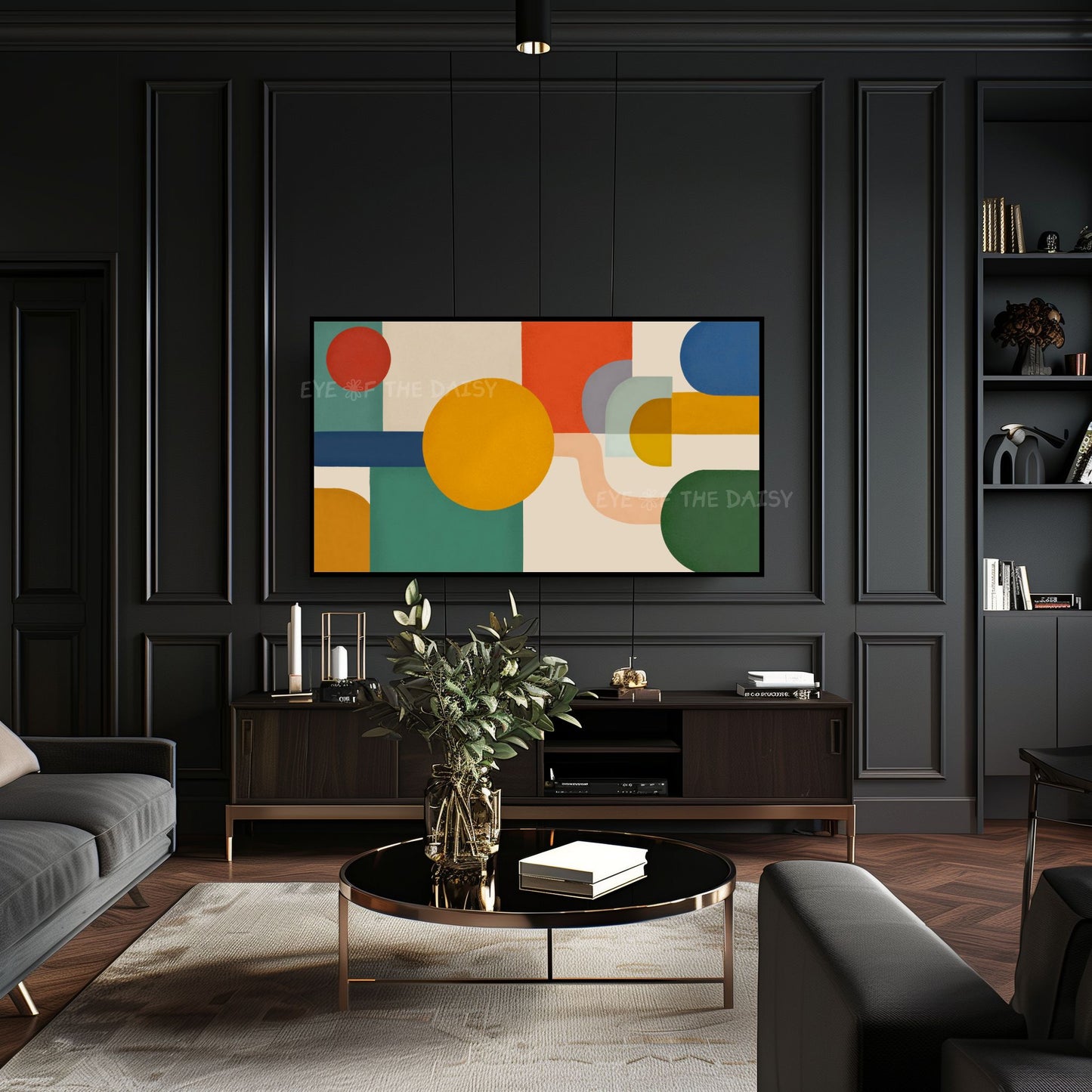 Red Mustard Green Blue Mid Century Modern TV Art 4K | Contemporary Abstract 4K TV Art