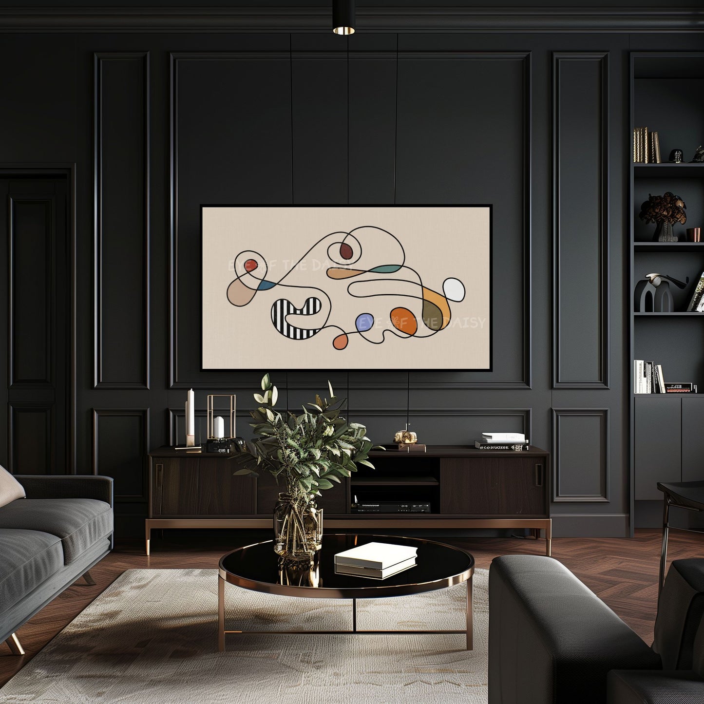 Mid Century Modern Abstract 4K TV Art | Minimal Scribble Line Art for TV Screen
