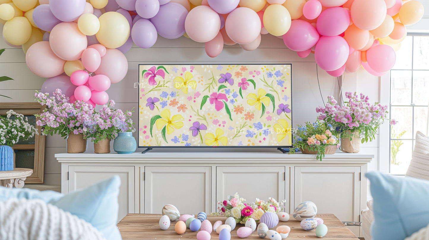 Pastel Abstract Floral 4K TV Art | Colourful Pastel Spring Flowers 4K Art for TV screen