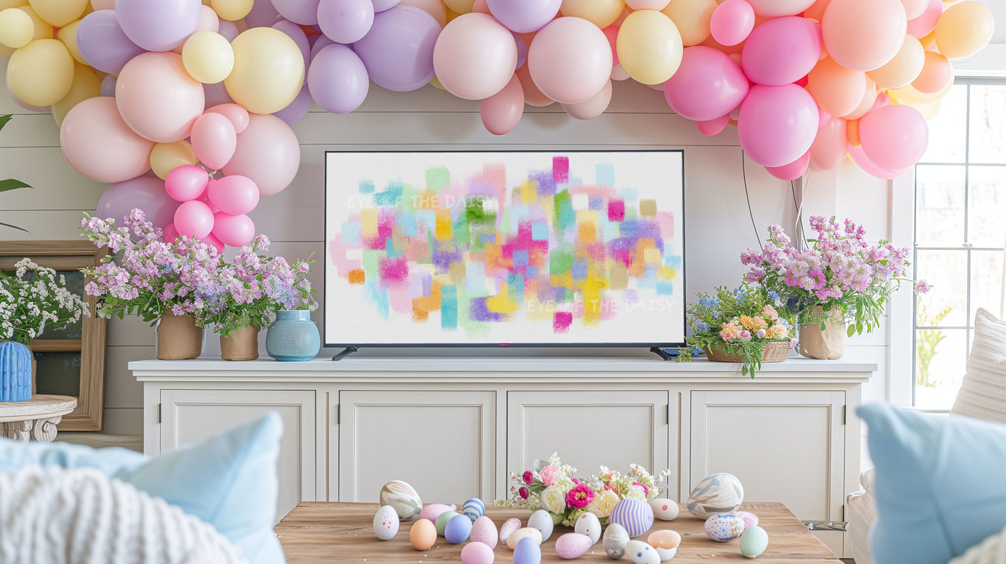 Pink Purple Green Yellow Abstract Expressionist 4K TV Art | Colourful Brushstrokes TV Art