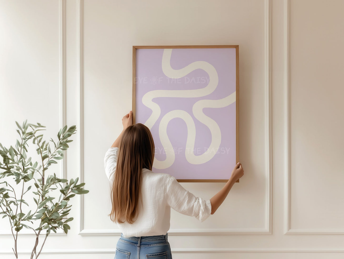 Minimal abstract poster set – lilac and white squiggle art prints, perfect digital downloads for modern bedroom decor