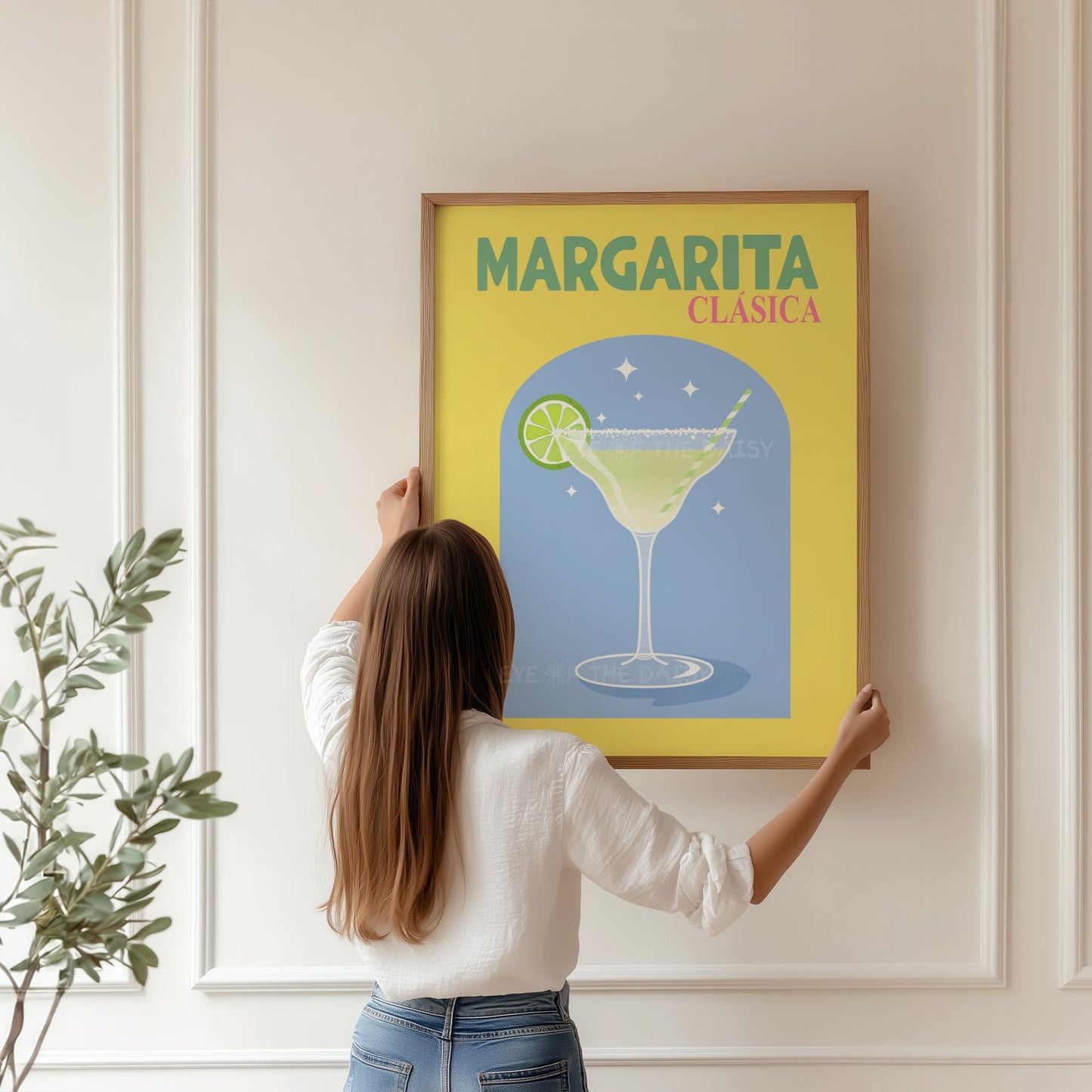 Trendy colourful Margarita cocktail digital art print, perfect for home bar or bar cart decor or college dorm room decor
