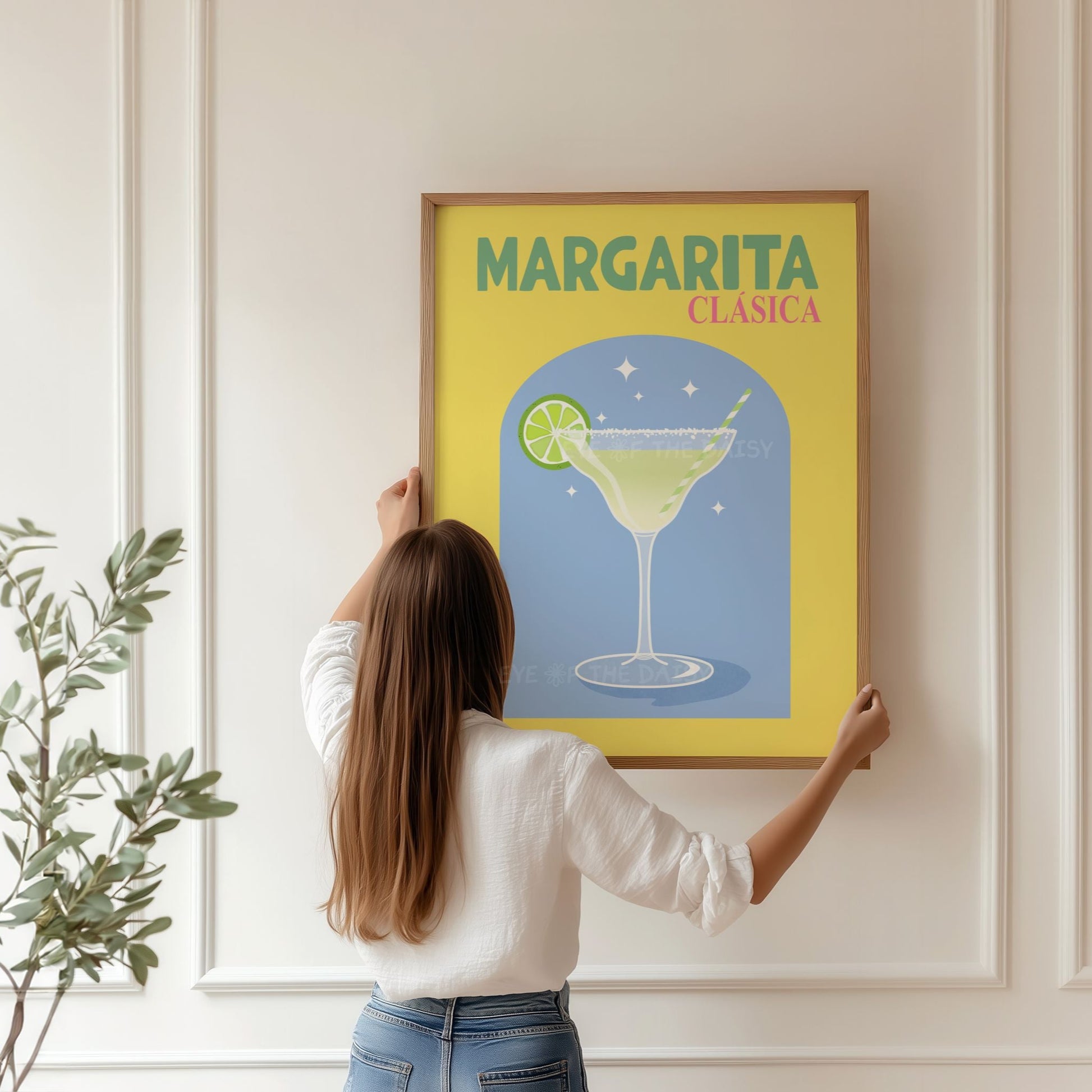 Trendy colourful Margarita cocktail digital art print, perfect for home bar or bar cart decor or college dorm room decor