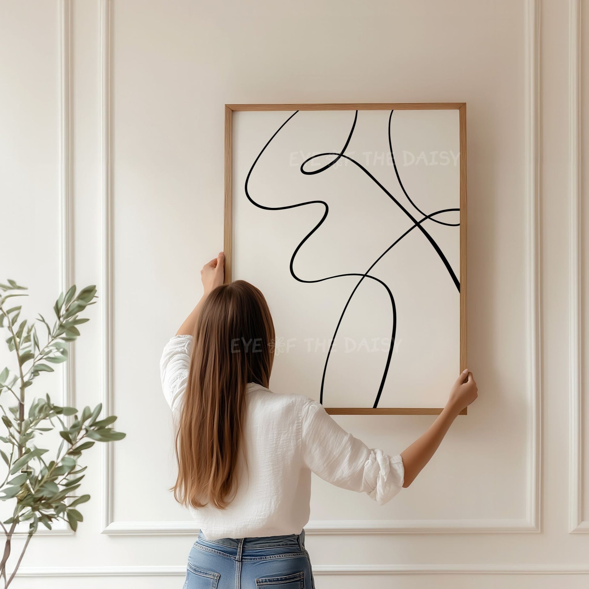 Scribble line art prints in black and white, abstract digital artwork set for modern apartment gallery wall or printable decor project