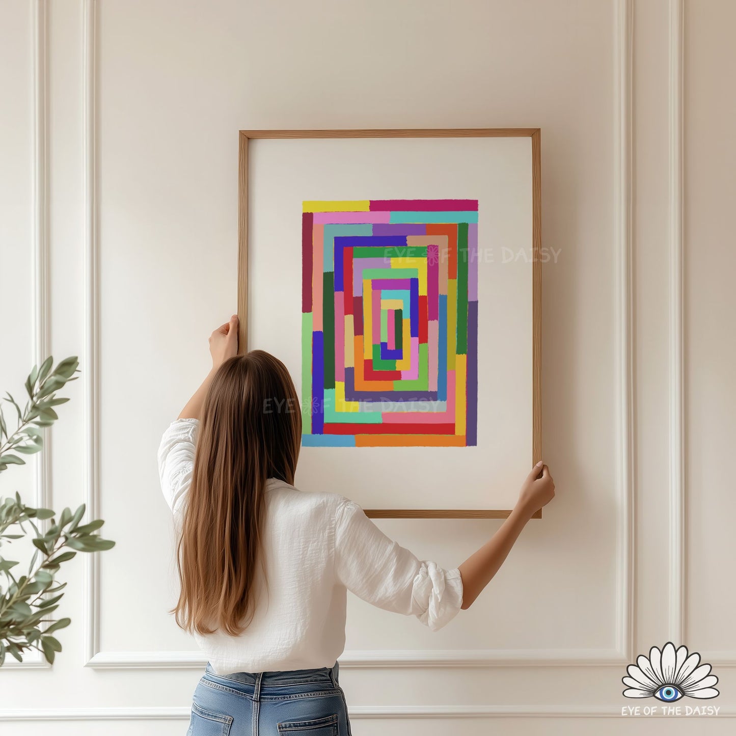 Eclectic modern abstract color block printable wall art, bold bright tones for contemporary interiors