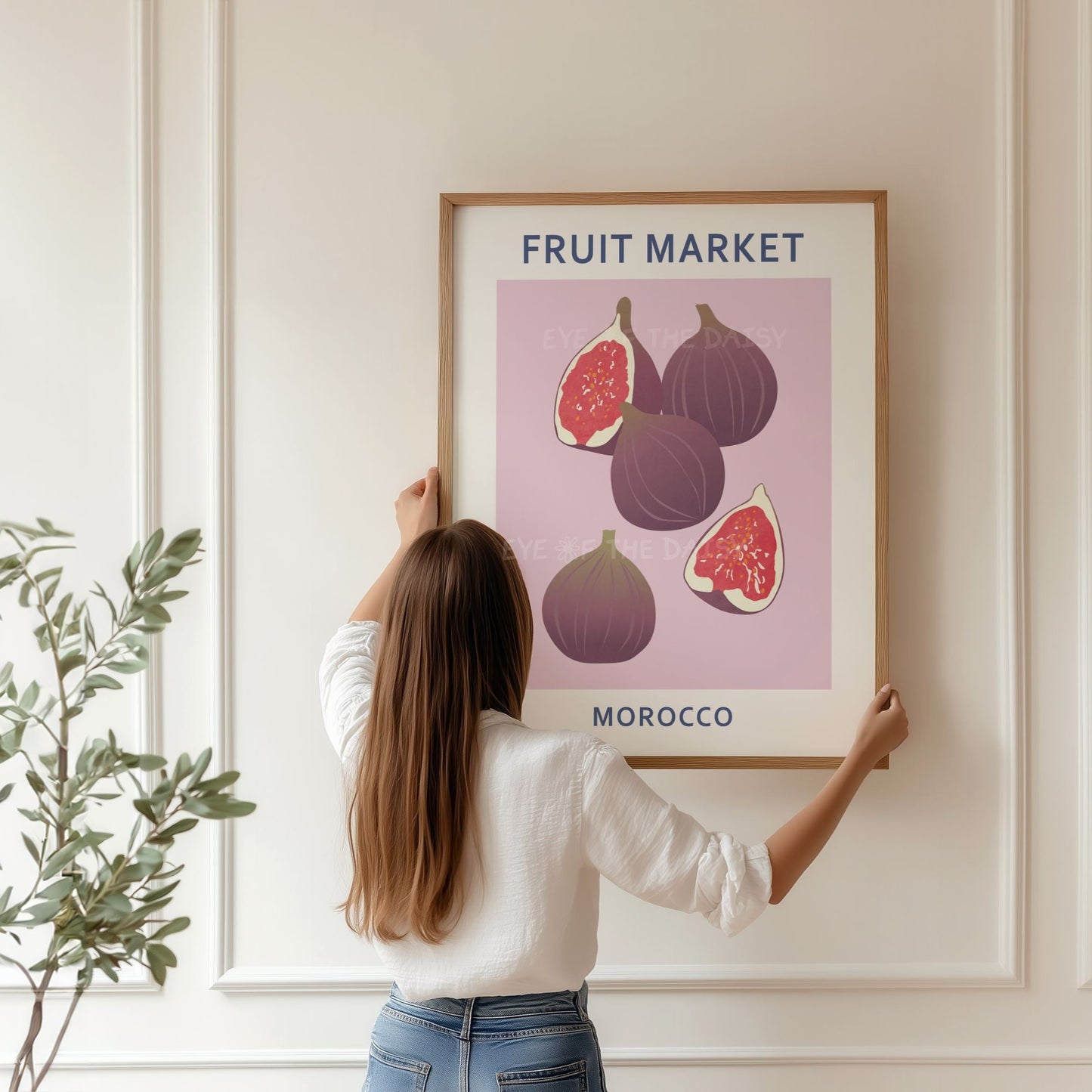 Purple fig art print — abstract fruit wall decor from Fruit Market Morocco for trendy boho living room or contemporary gallery wall