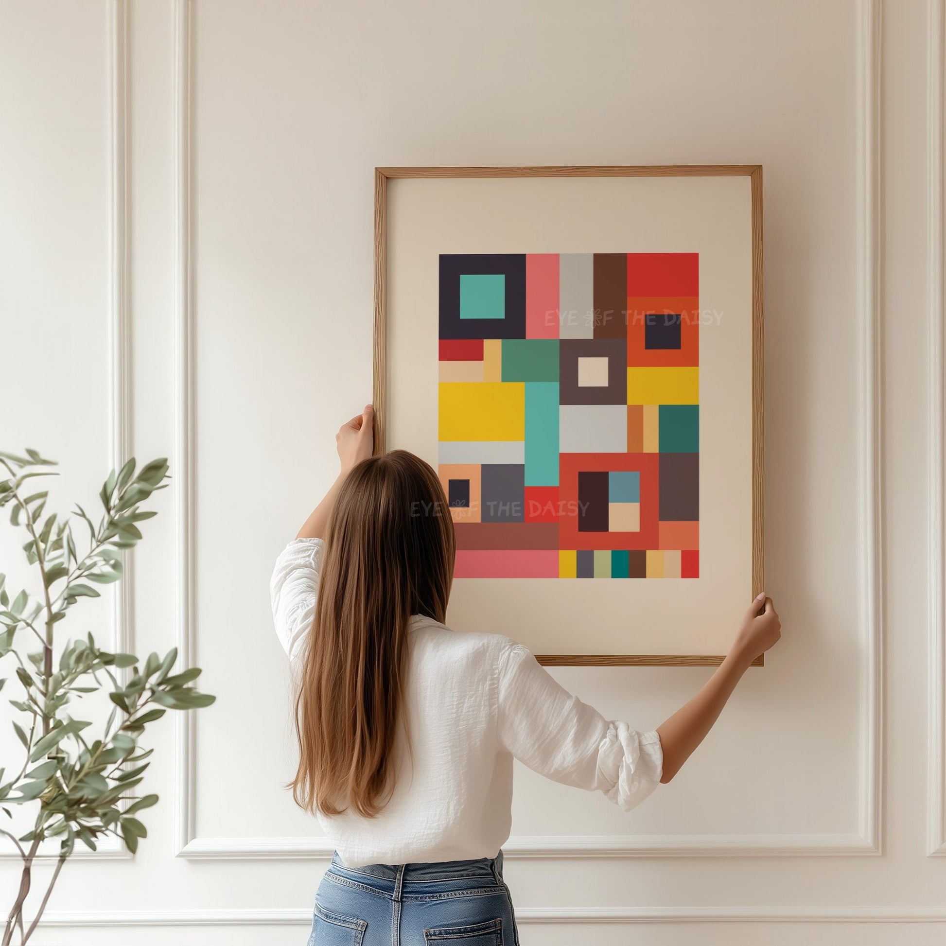 Contemporary colour block art print — geometric abstract printable wall art digital download, perfect for modern Scandi apartment decor