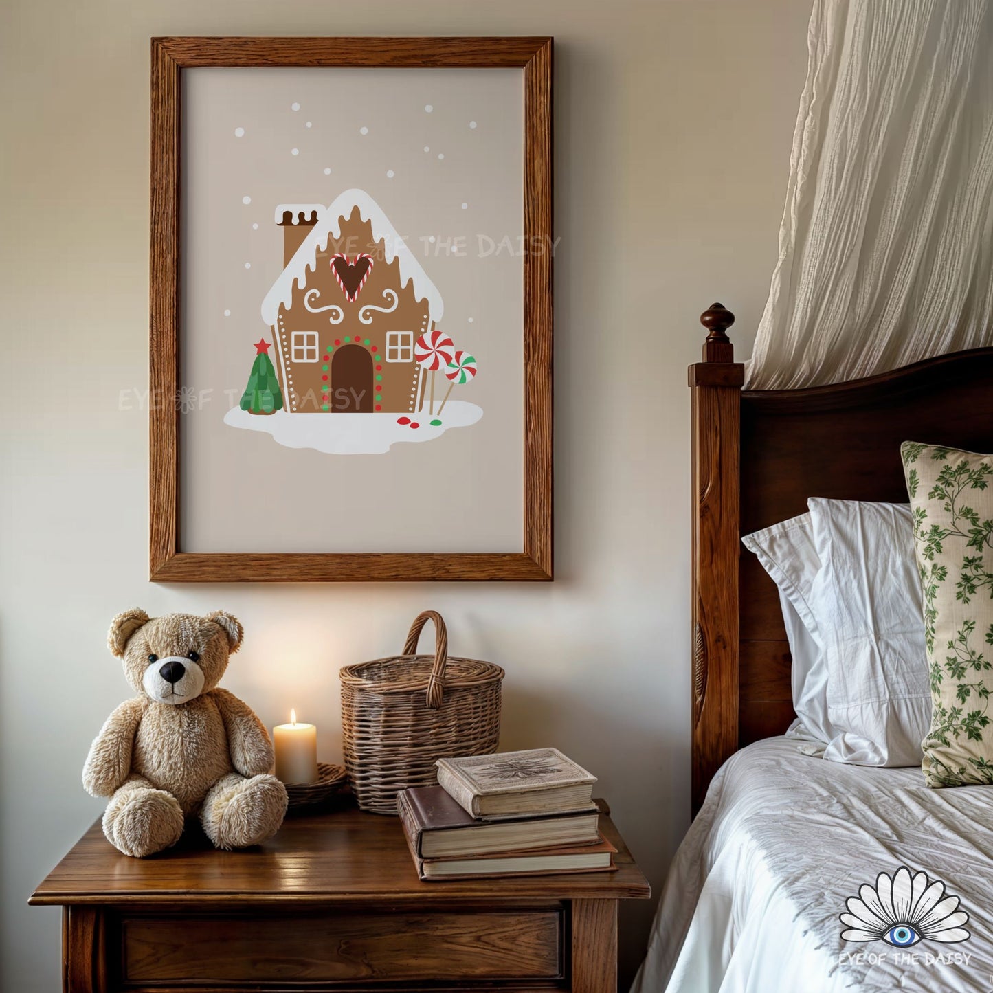Set of 3 Gingerbread House Prints Digital Download | Traditional Christmas Printable Wall Art