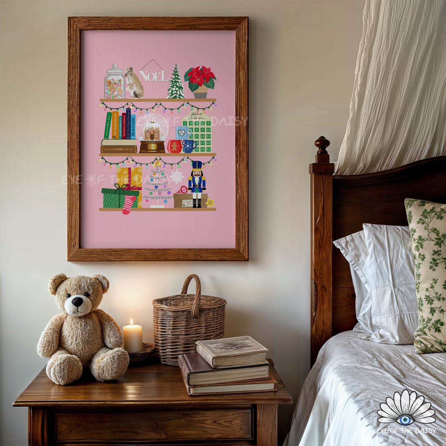 Personalised Pet on Christmas Shelves Digital Print | Custom Pet Drawing Printable Wall Art