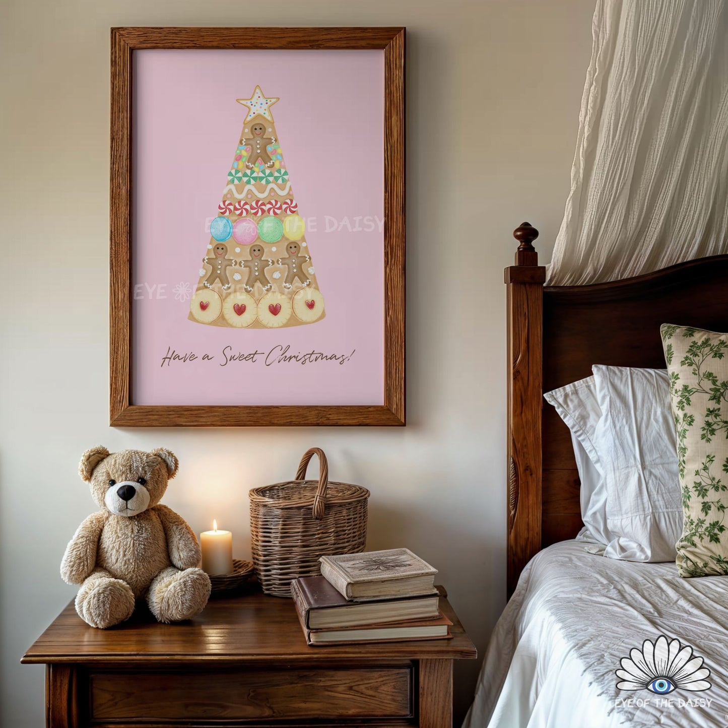 Christmas Gingerbread Print Download | Pink Holiday Kitchen Printable Wall Art