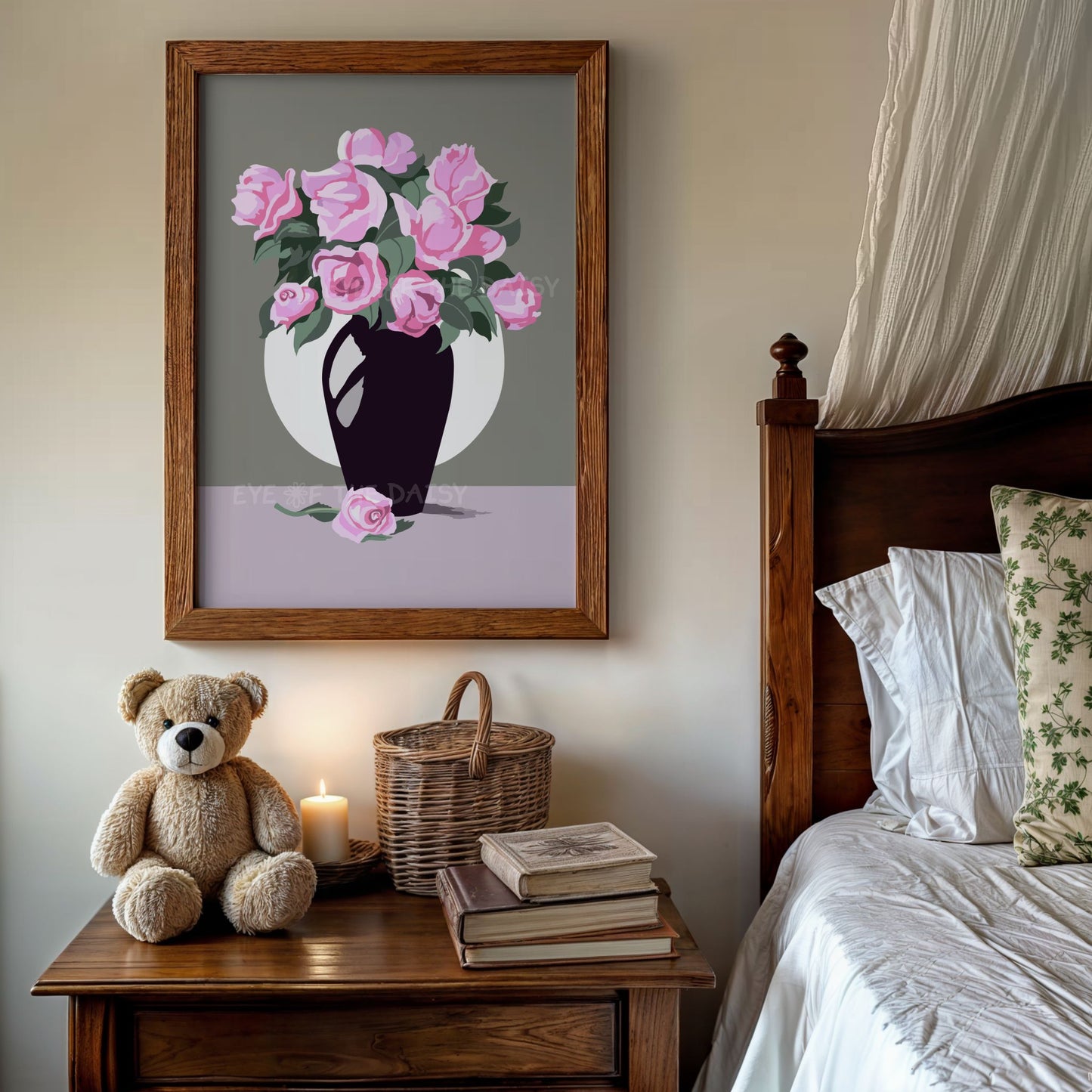 Romantic floral wall print — perfect digital download art for creating a soft, vintage bedroom gallery wall