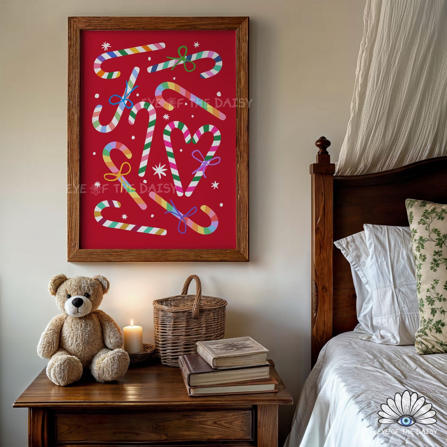 Colorful Candy Canes Digital Print | Retro Maximalist Christmas Printable Wall Art