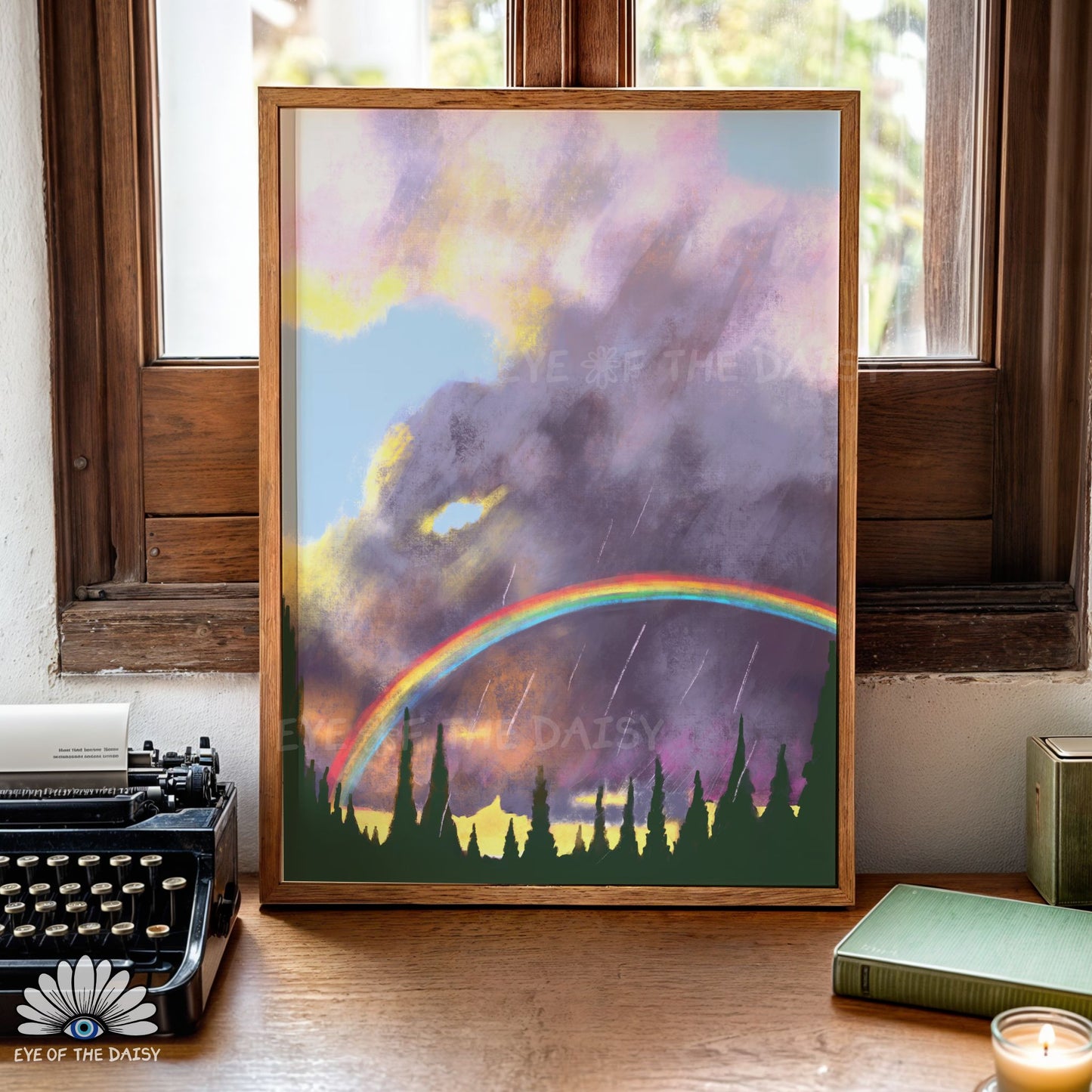 Sunset Rainbow Clouds Print Digital Download | Boho Abstract Landscape Printable Wall Art