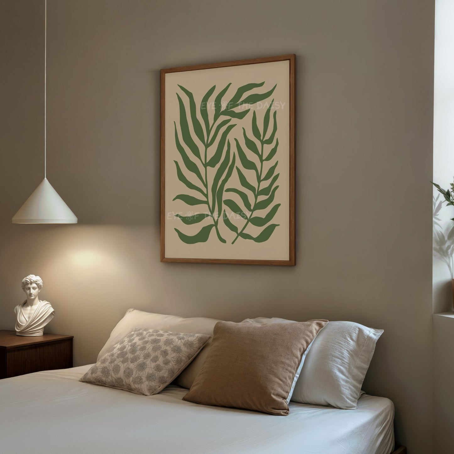 Olive green abstract palm leaf print, downloadable art for trendy vacation rental wall decor, wall print for minimalist natural decor