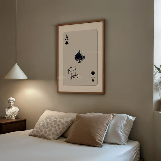Ace of Spades art print, Feeling Lucky positivity print for vacation rental wall décor, downloadable gallery poster