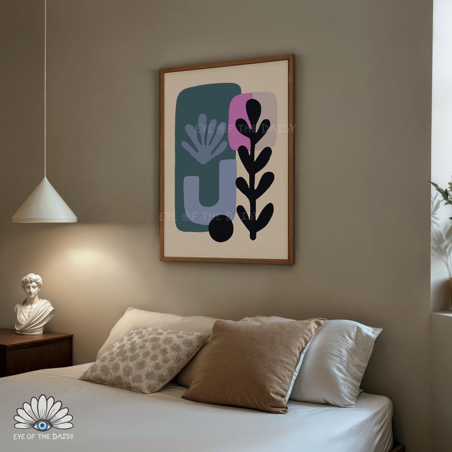 Blue Purple Abstract Botanical Print Digital Download | Mid Century Modern Printable Wall Art