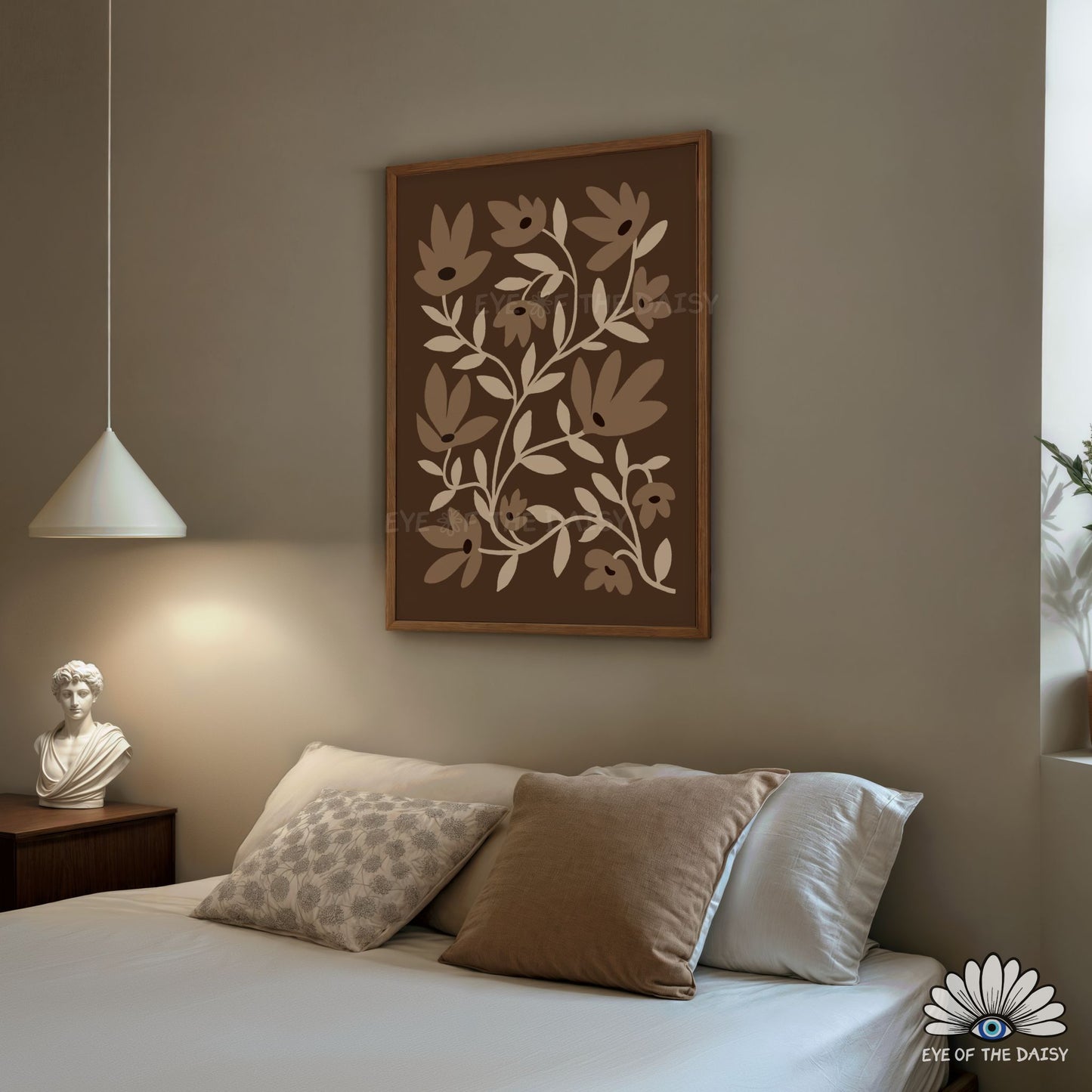 Neutral Abstract Flowers Printable Wall Art | Brown and Beige Botanical Print Digital Download