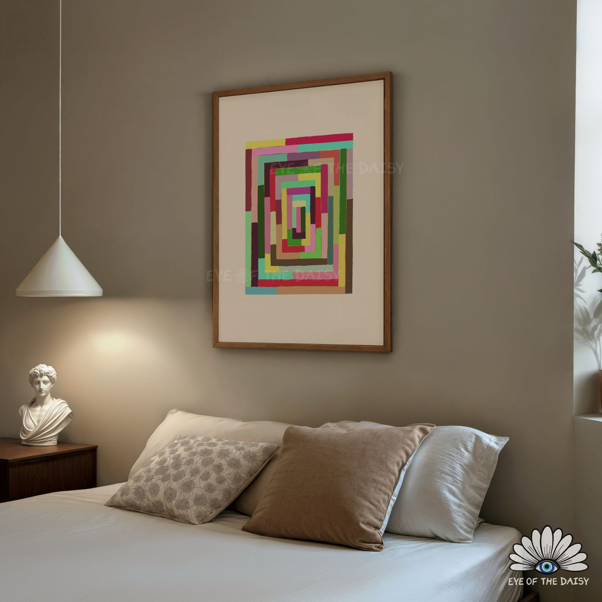 Burgundy , green & red abstract printable wall art, contemporary bedroom decor in vibrant colors