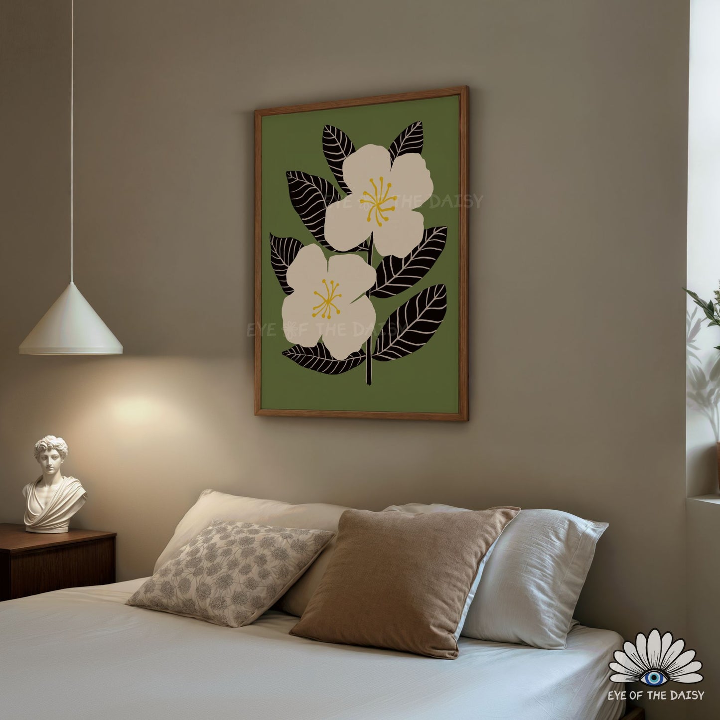 Neutral abstract botanical wall art printable digital download for boho or contemporary bedroom decor