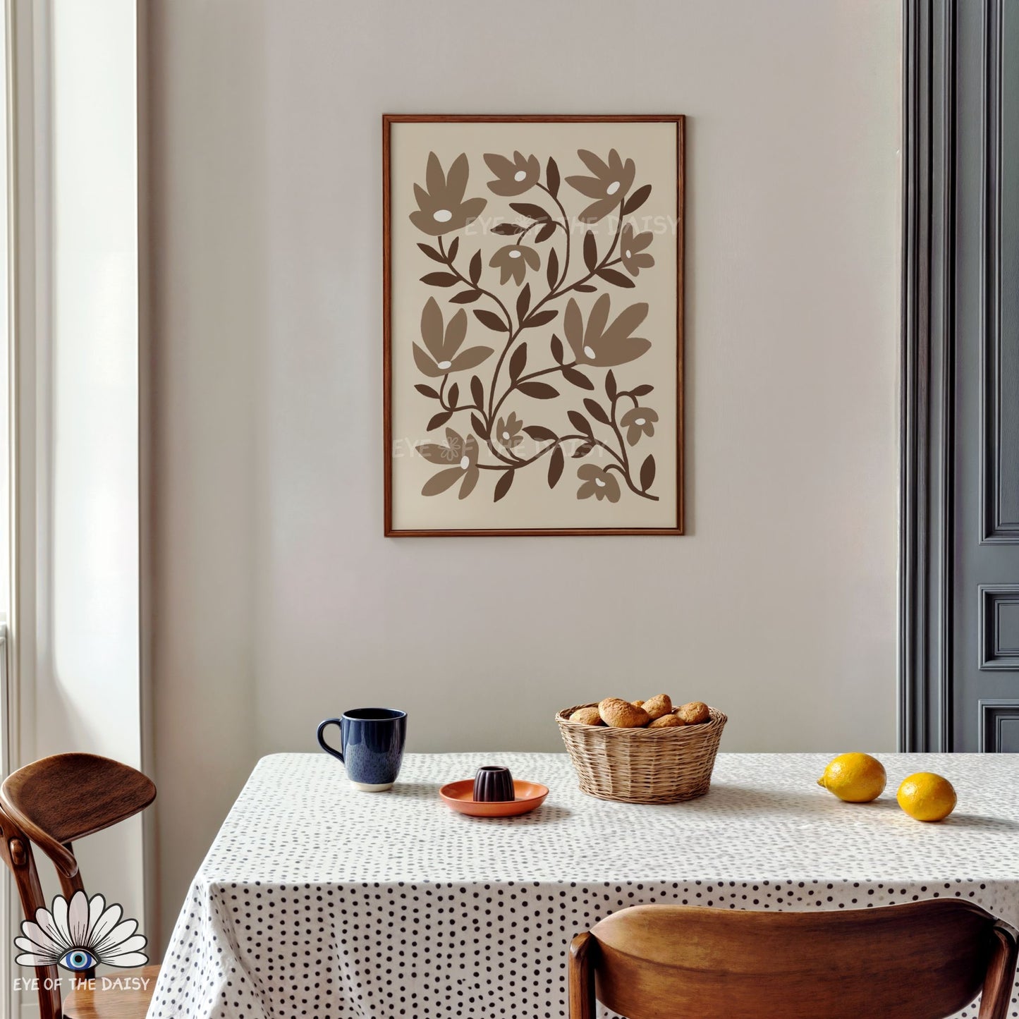 Neutral Abstract Botanical Printable Wall Art | Brown and Beige Floral Print Digital Download