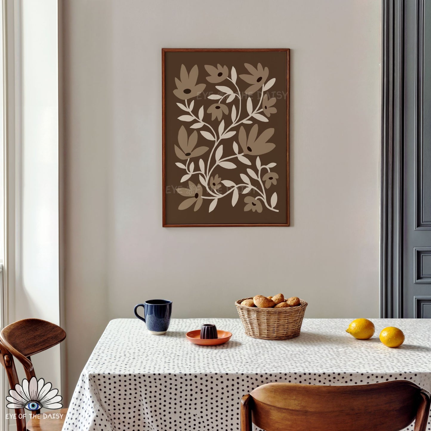 Neutral Abstract Flowers Printable Wall Art | Brown and Beige Botanical Print Digital Download