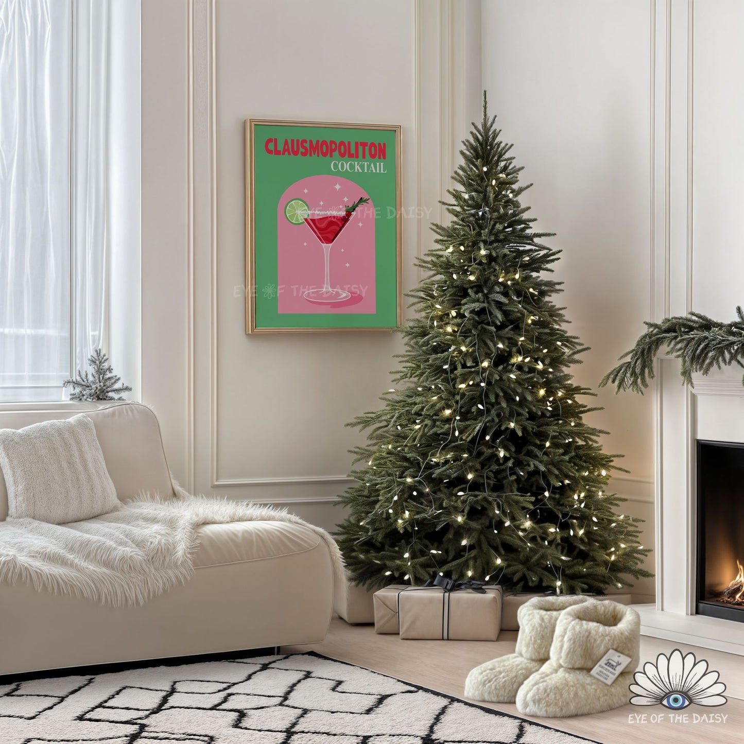 Holiday Drink Print Digital Download | Retro Christmas Cocktail Printable Wall Art