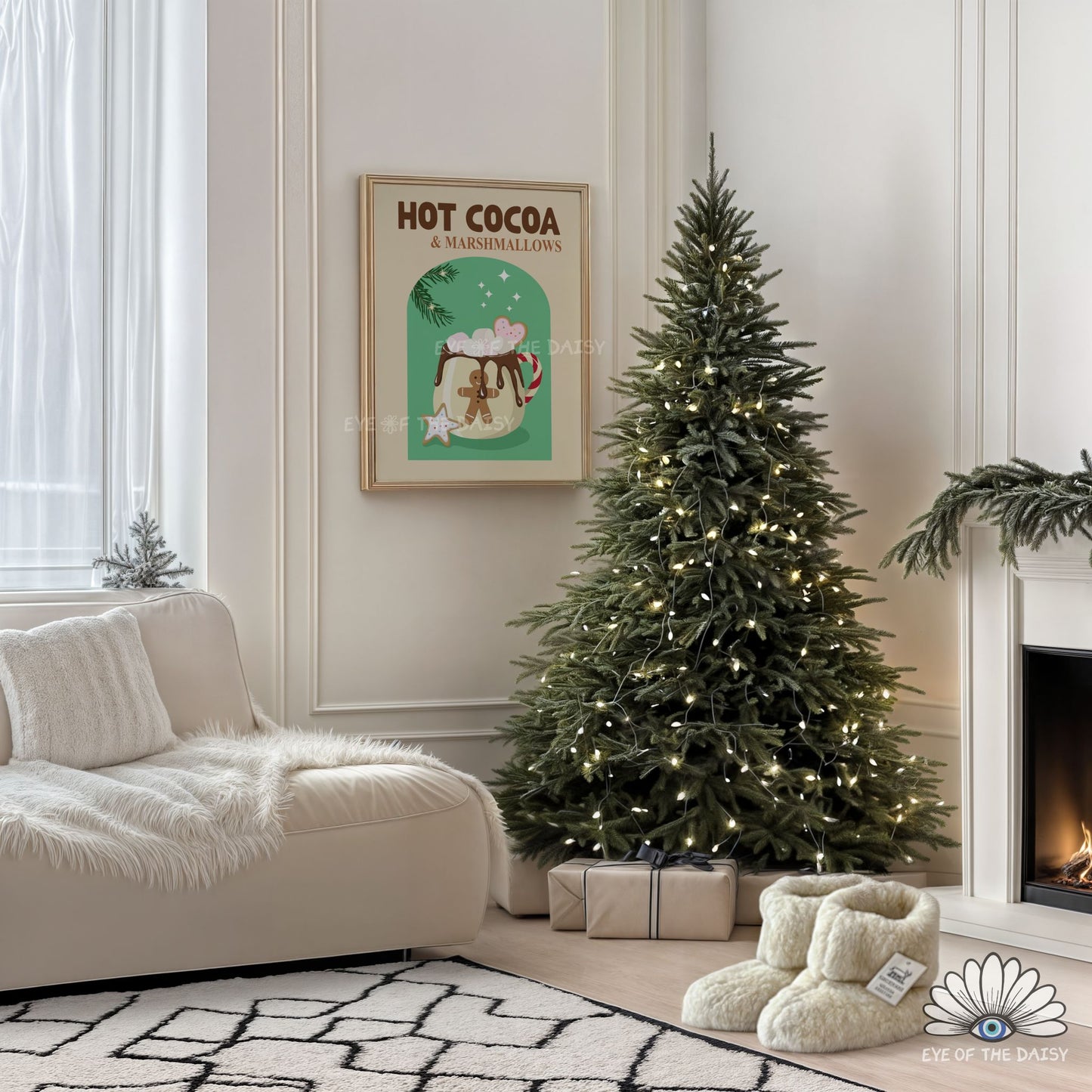 Hot Chocolate Print Digital Download | Retro Holiday Cocoa Station Printable Wall Art