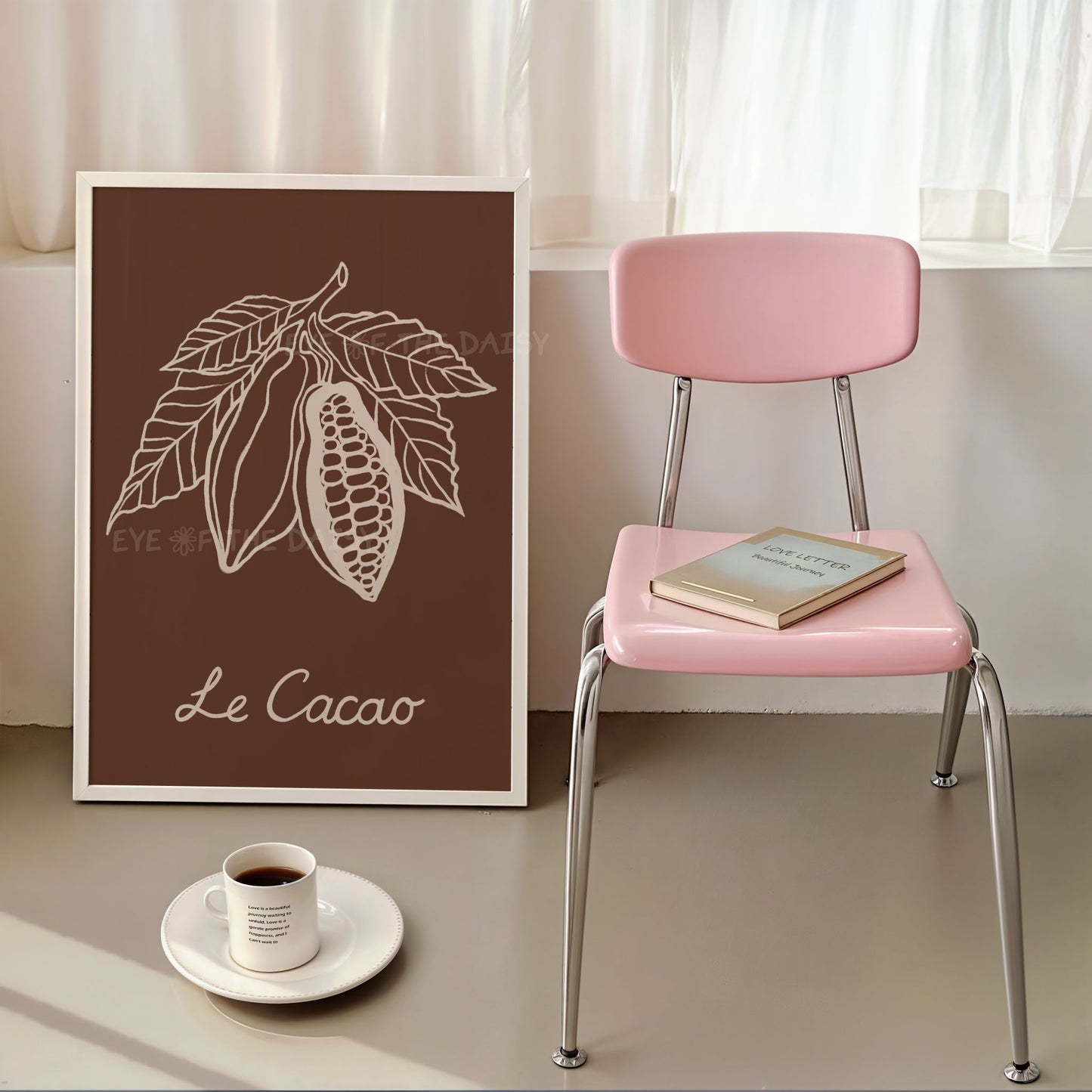 Earthy cocoa plant printable poster, French café style décor for your breakfast nook