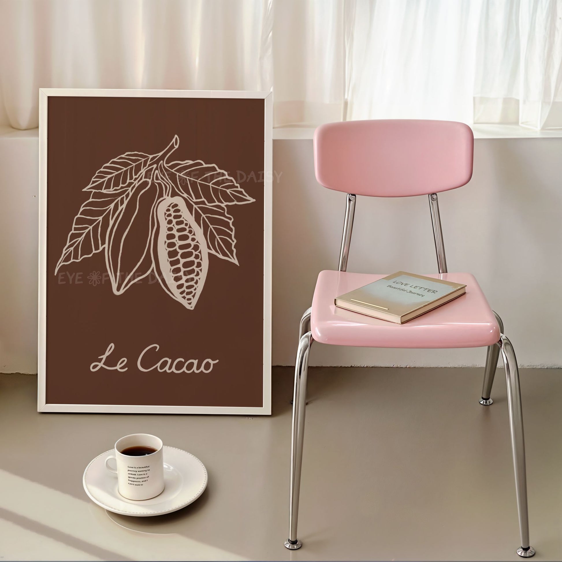 Earthy cocoa plant printable poster, French café style décor for your breakfast nook