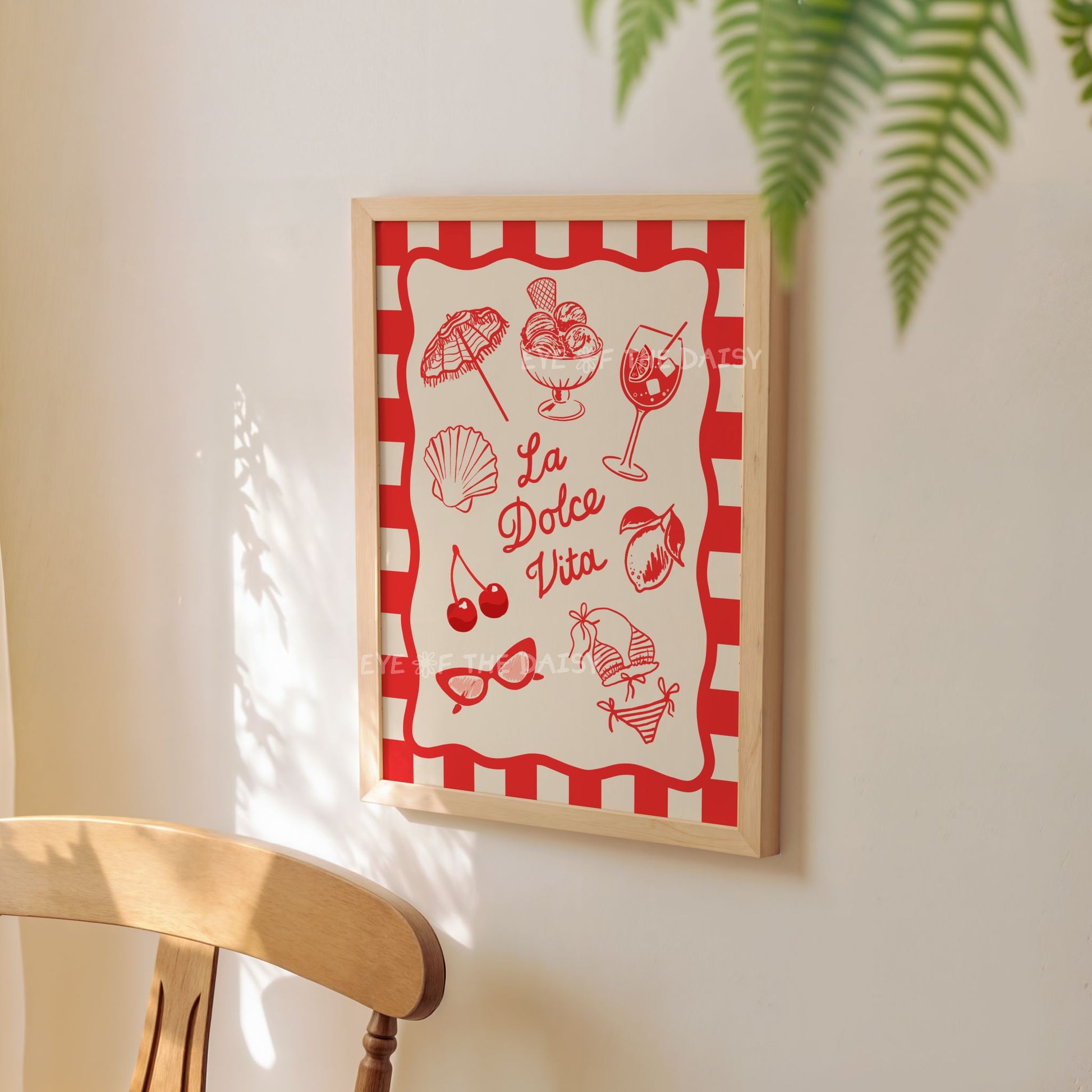 Italian summer wall art print – La Dolce Vita digital download with gelato, spritz and lemons, perfect for summer rental wall decor