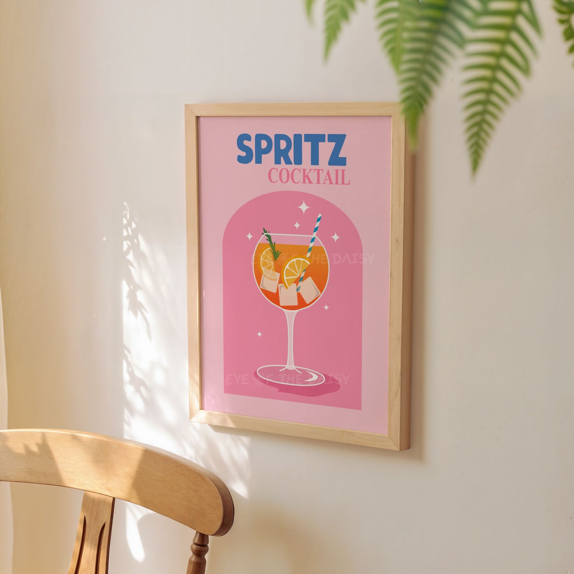 Retro Spritz cocktail printable wall art, digital download cute drink poster for trendy bar cart or kitchen decor gallery wall