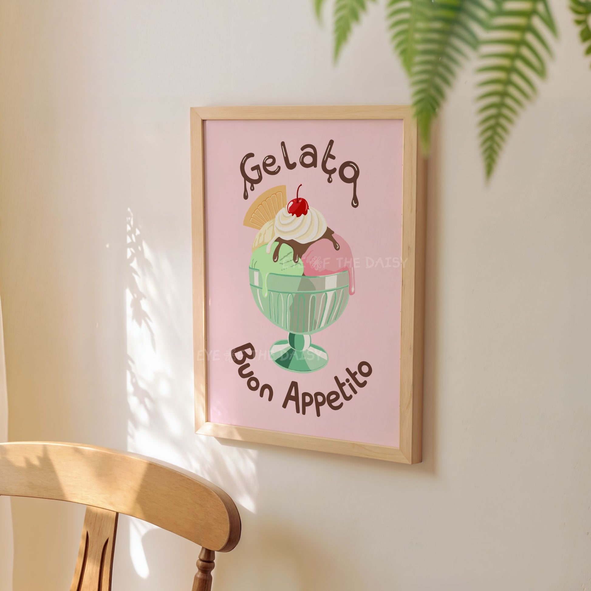 Pastel Italian gelato ice cream print digital download, modern printable wall art for instant download, "Buon Appetito" kitchen poster