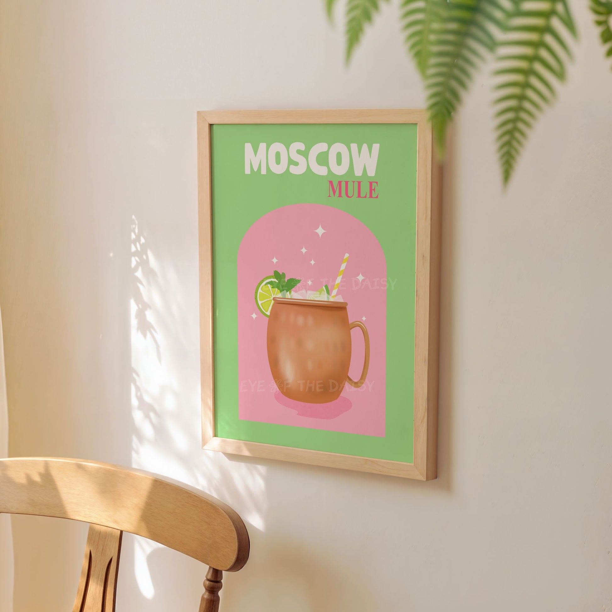 Moscow Mule cocktail poster printable – fun downloadable art for Airbnb rental wall decor or vacation home style