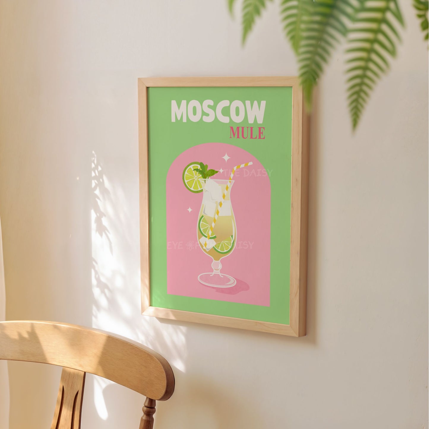 Moscow Mule cocktail poster printable – fun downloadable art for cute rental wall decor or vacation home style