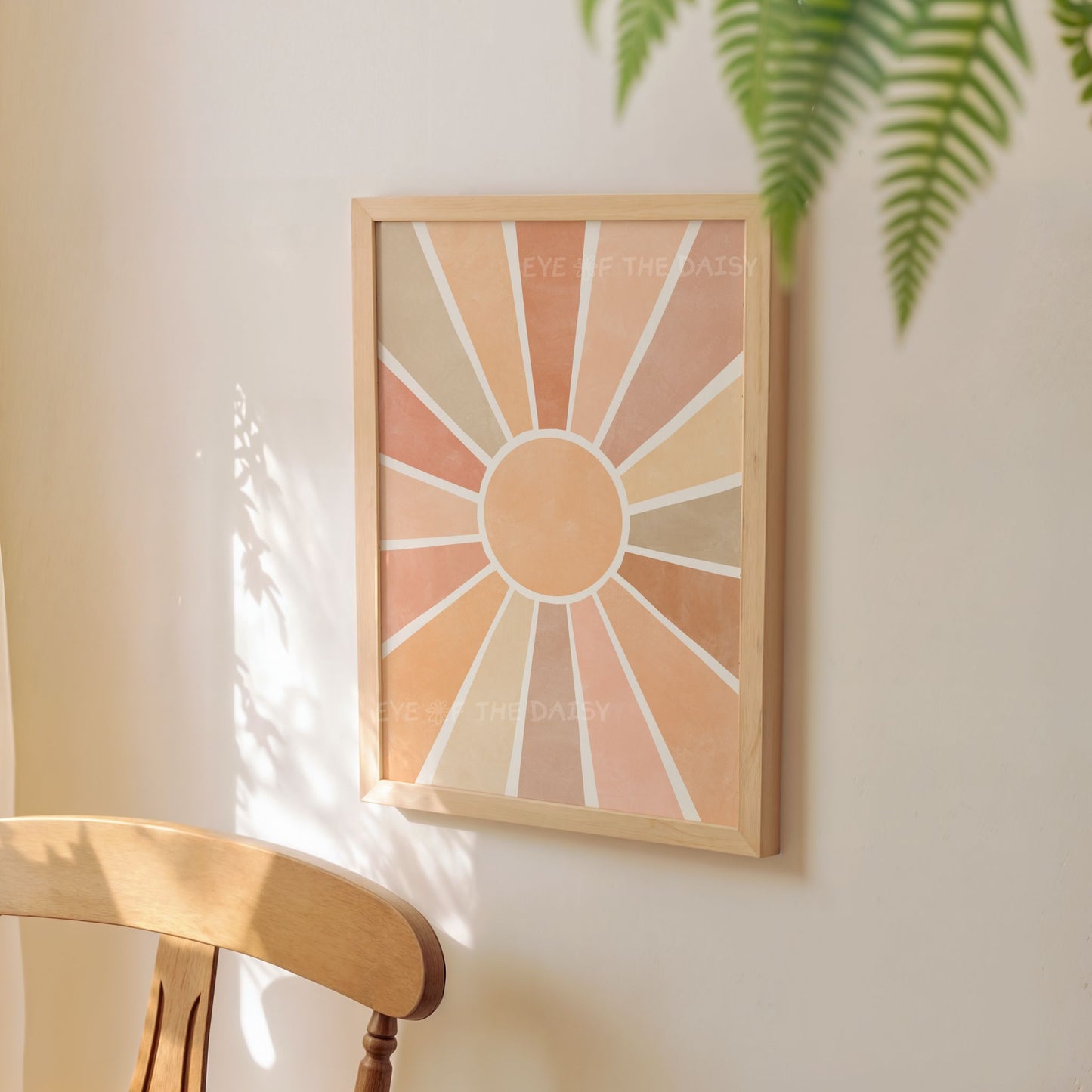 Boho sun printable wall art – modern minimal abstract sunburst poster download, perfect neutral tone DIY decor for trendy teen bedroom