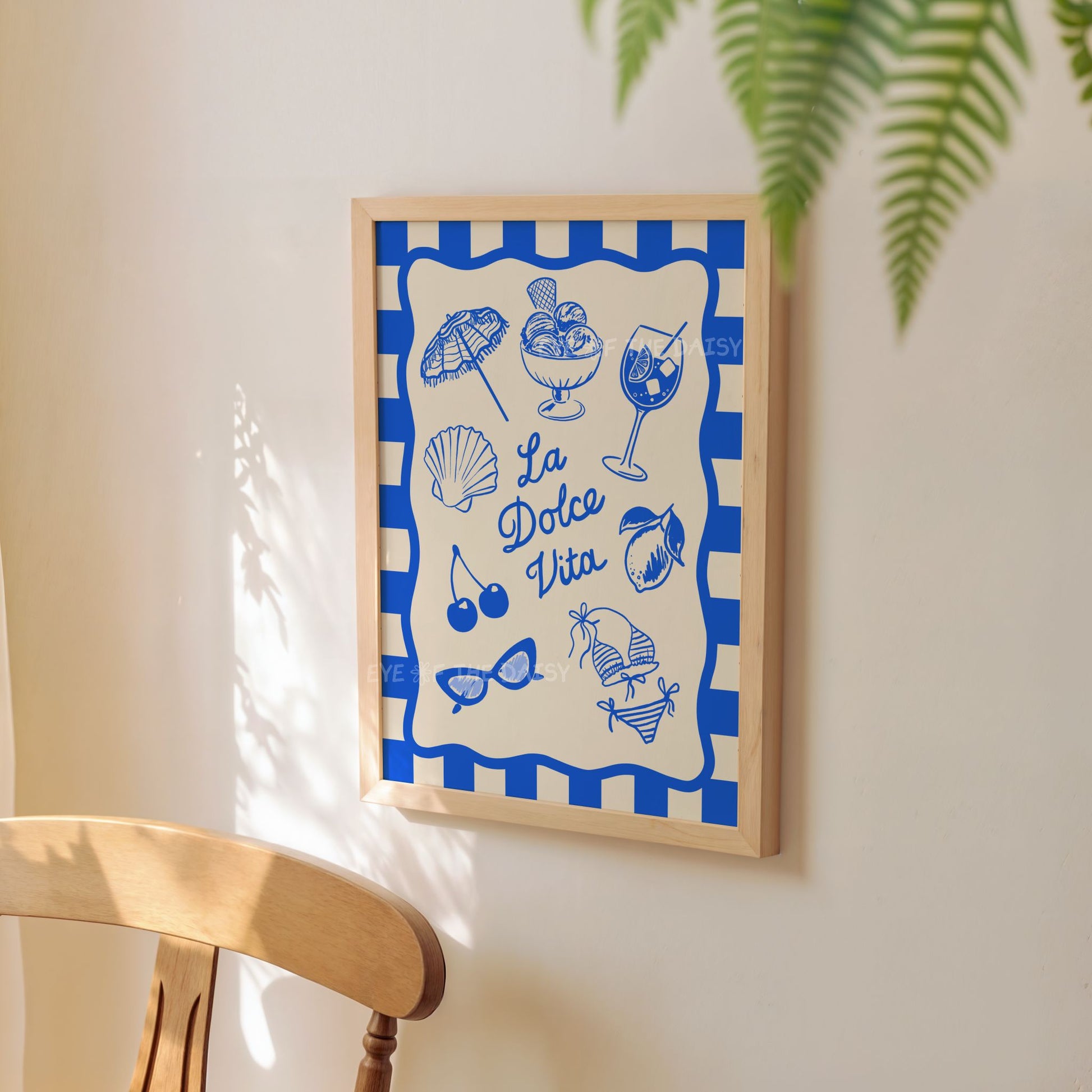 Funky La Dolce Vita wall art print – digital download with gelato, lemons and sunglasses, modern artwork for trendy summer decor