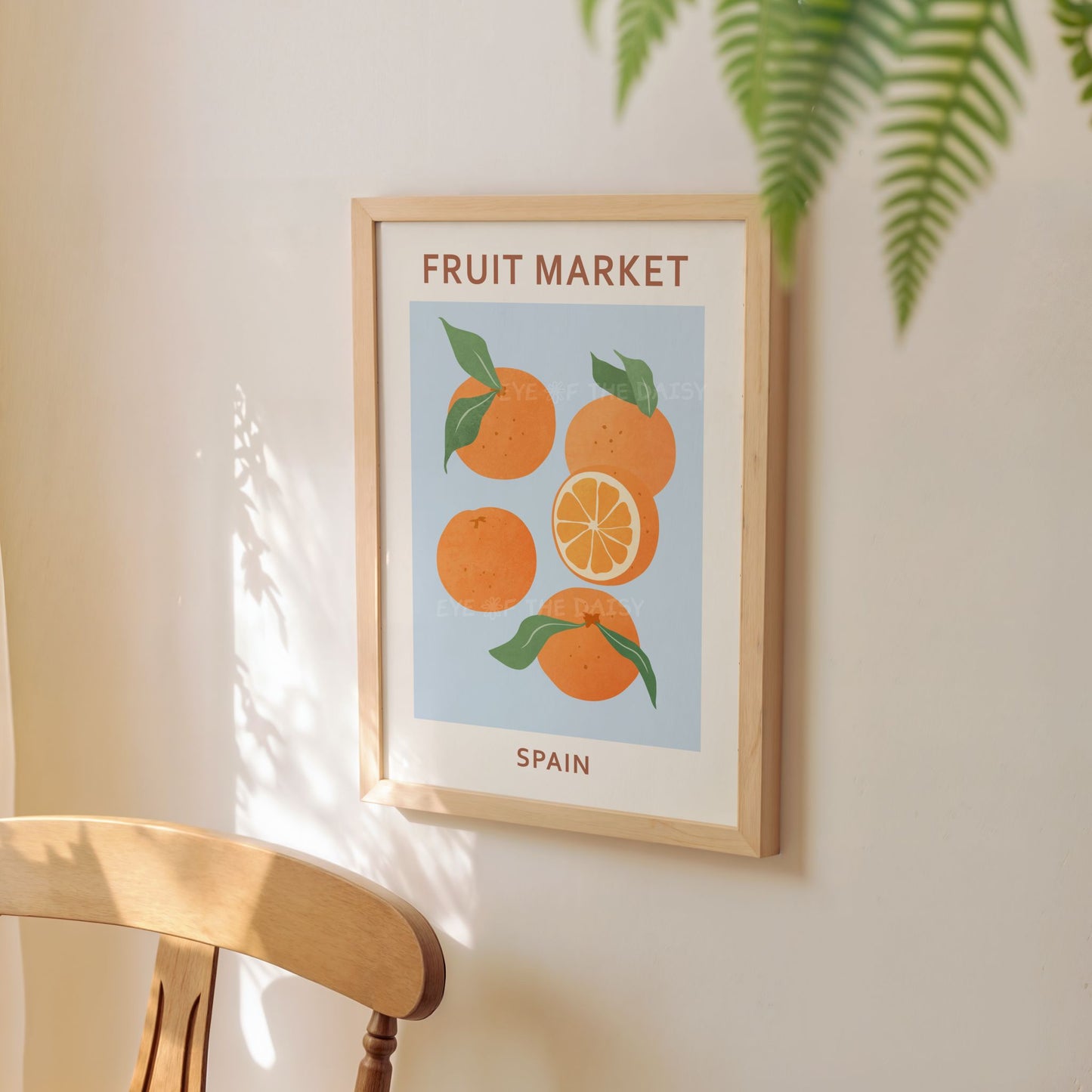 Abstract orange poster — bright citrus fruit digital print for dopamine decor in kitchens or summer vibes dining room decor