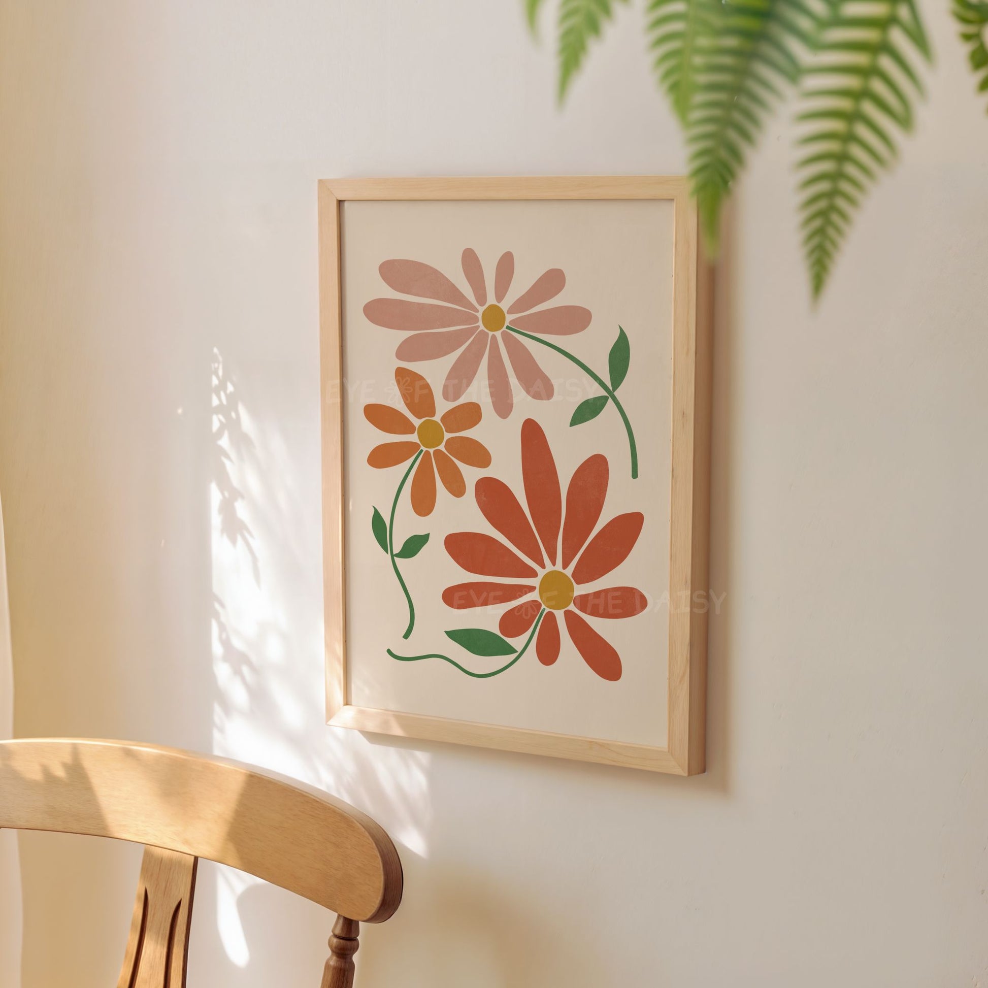 Terracotta boho floral print digital download, perfect boho living room wall decor or nursery decor