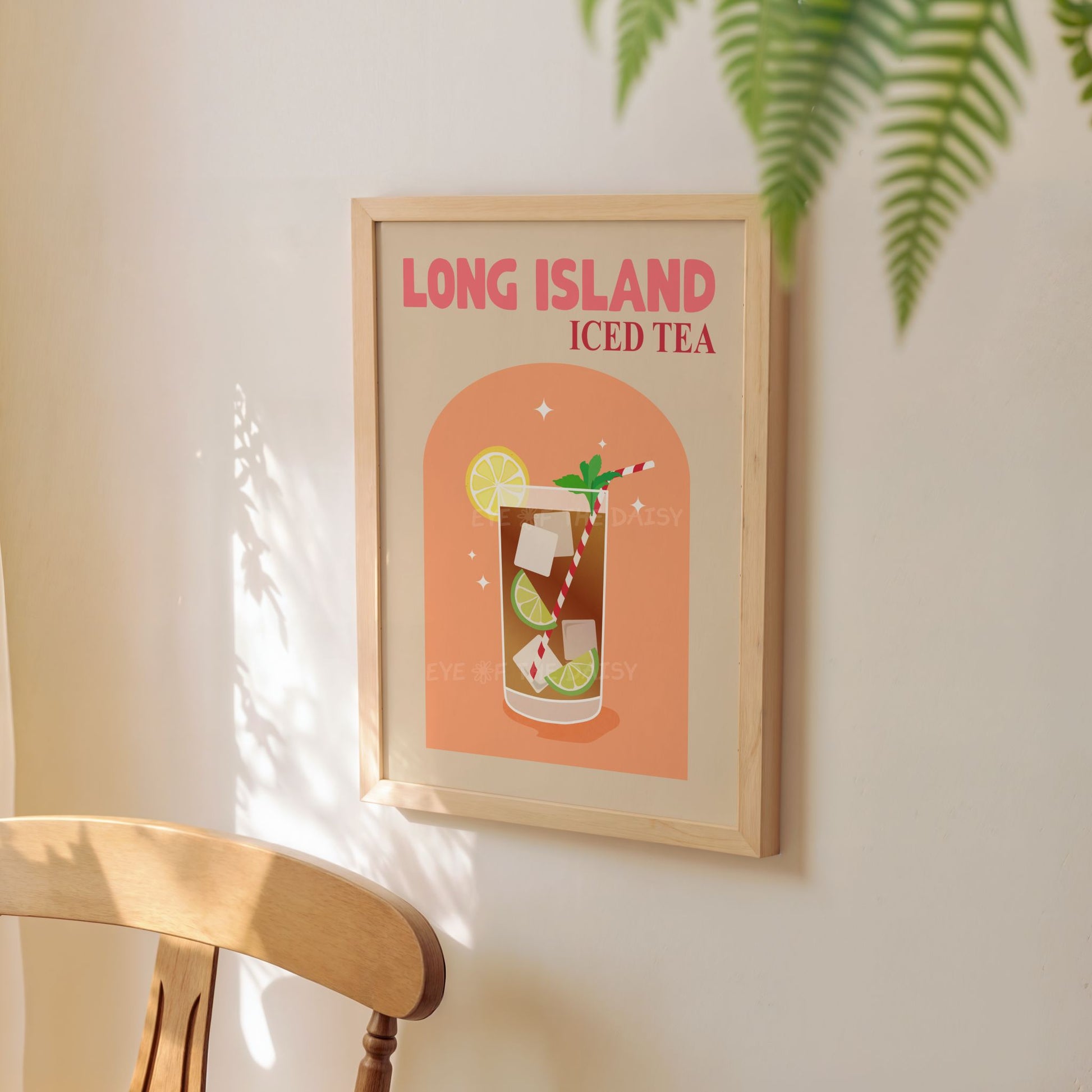 Funky Long Island Iced Tea drink print — colourful cocktail wall art download for trendy kitchens, retro party decor or instant printable poster